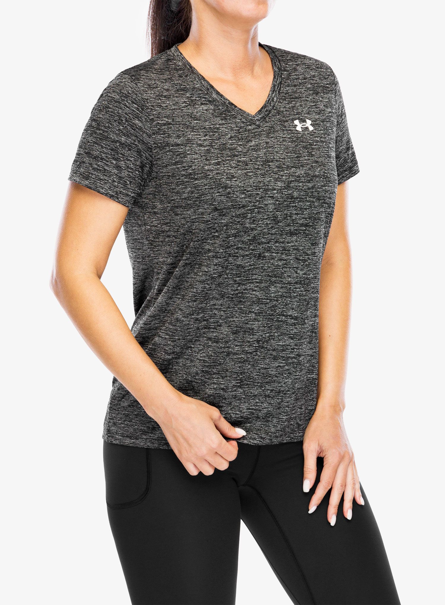 Sportovní tričko dámské Under Armour UA Tech Twist V-Neck Short Sleeve - black/white