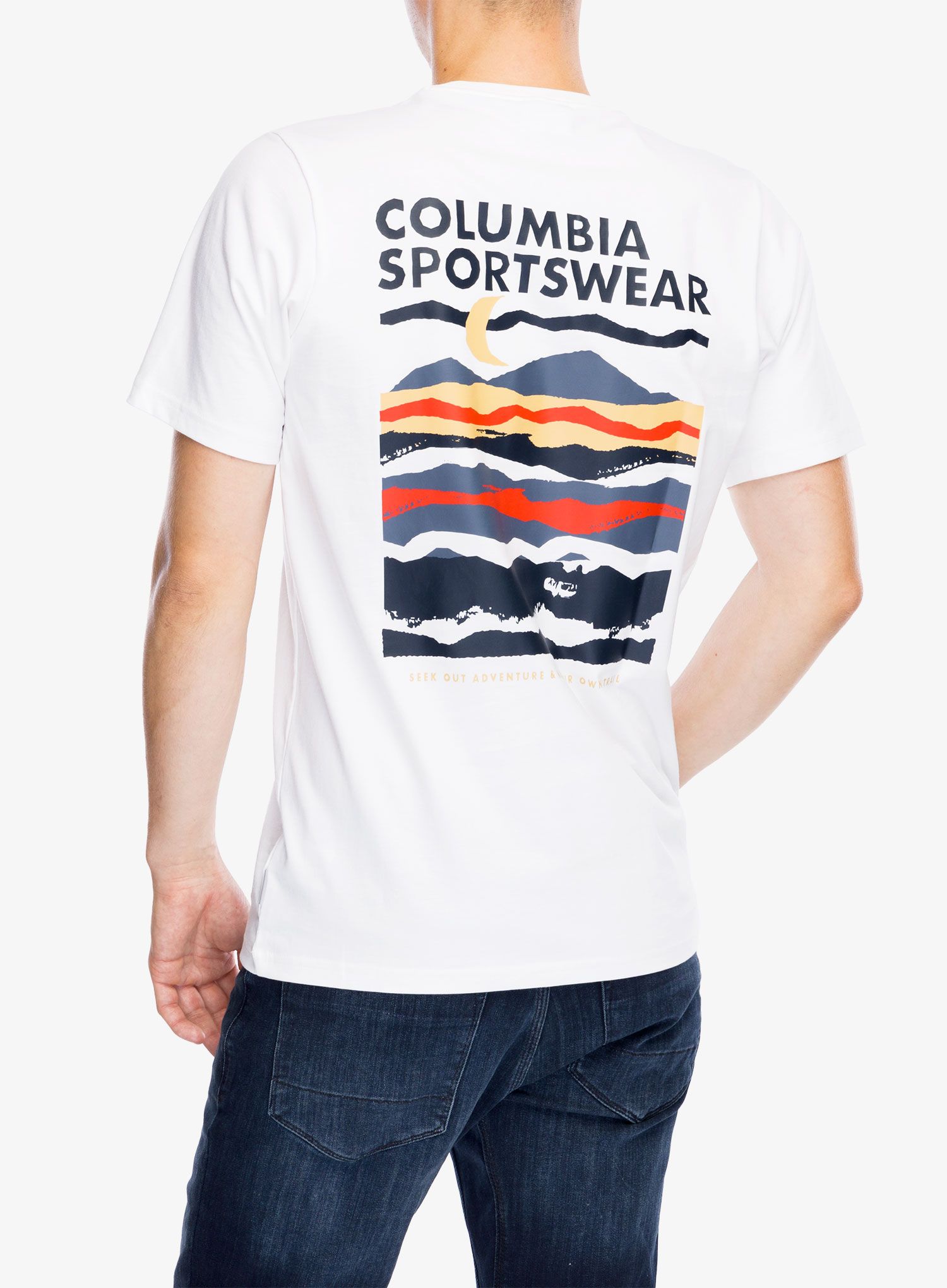 Tričko s potiskem Columbia Explorers Canyon Back S/S Tee - white/torn moonscape