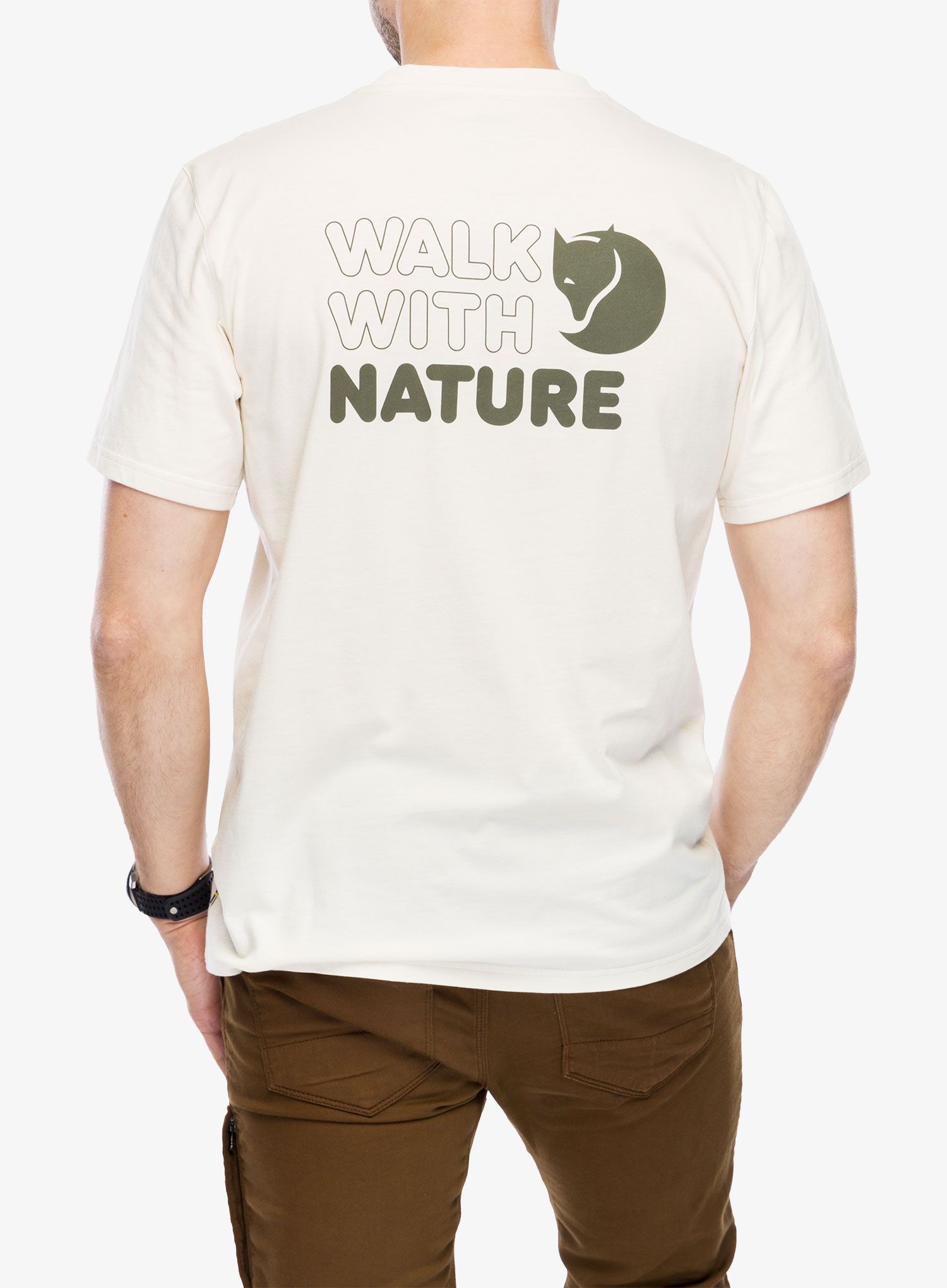 Tričko s potiskem Fjallraven Walk With Nature T-shirt - chalk white