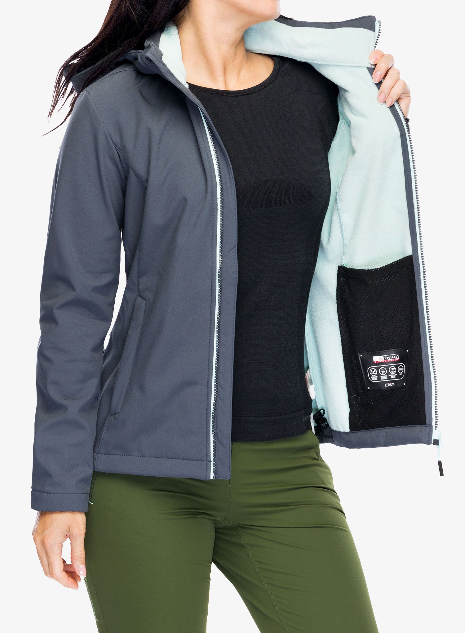Dámská bunda CMP Wilma Jacket Zip Hood - titanio/acqua