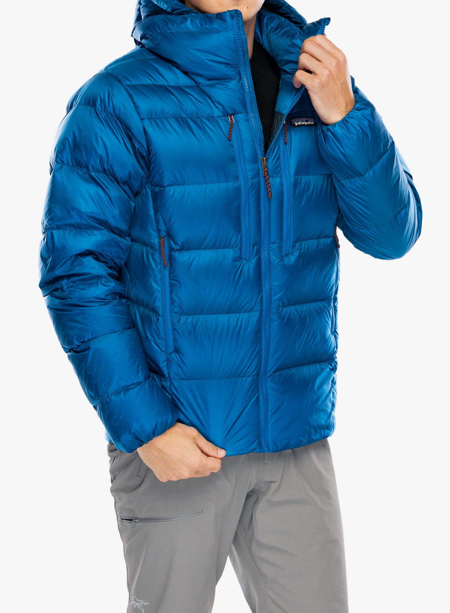 Péřová bunda Patagonia Fitz Roy Down Hoody - endles blue