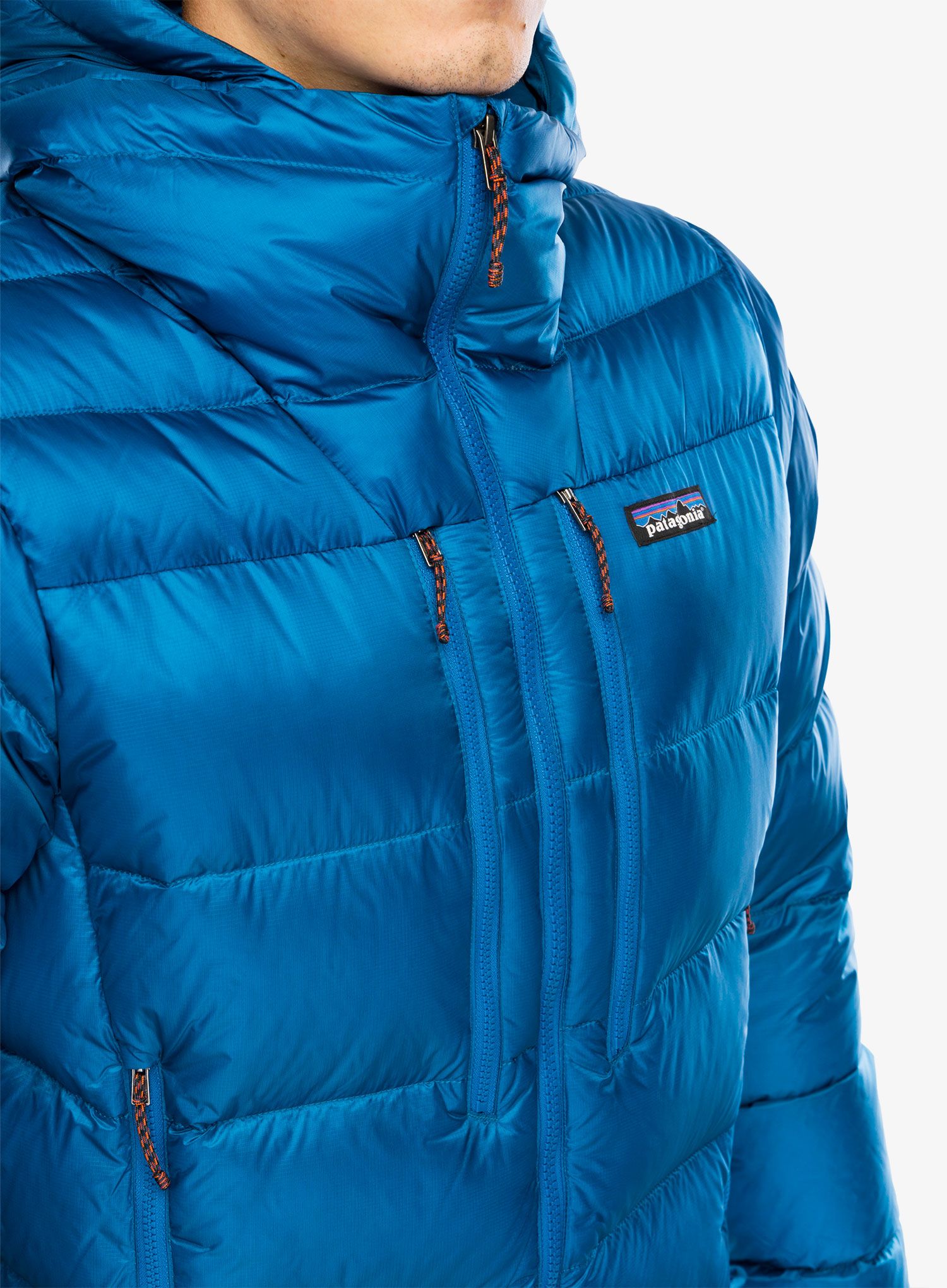 Péřová bunda Patagonia Fitz Roy Down Hoody - endles blue