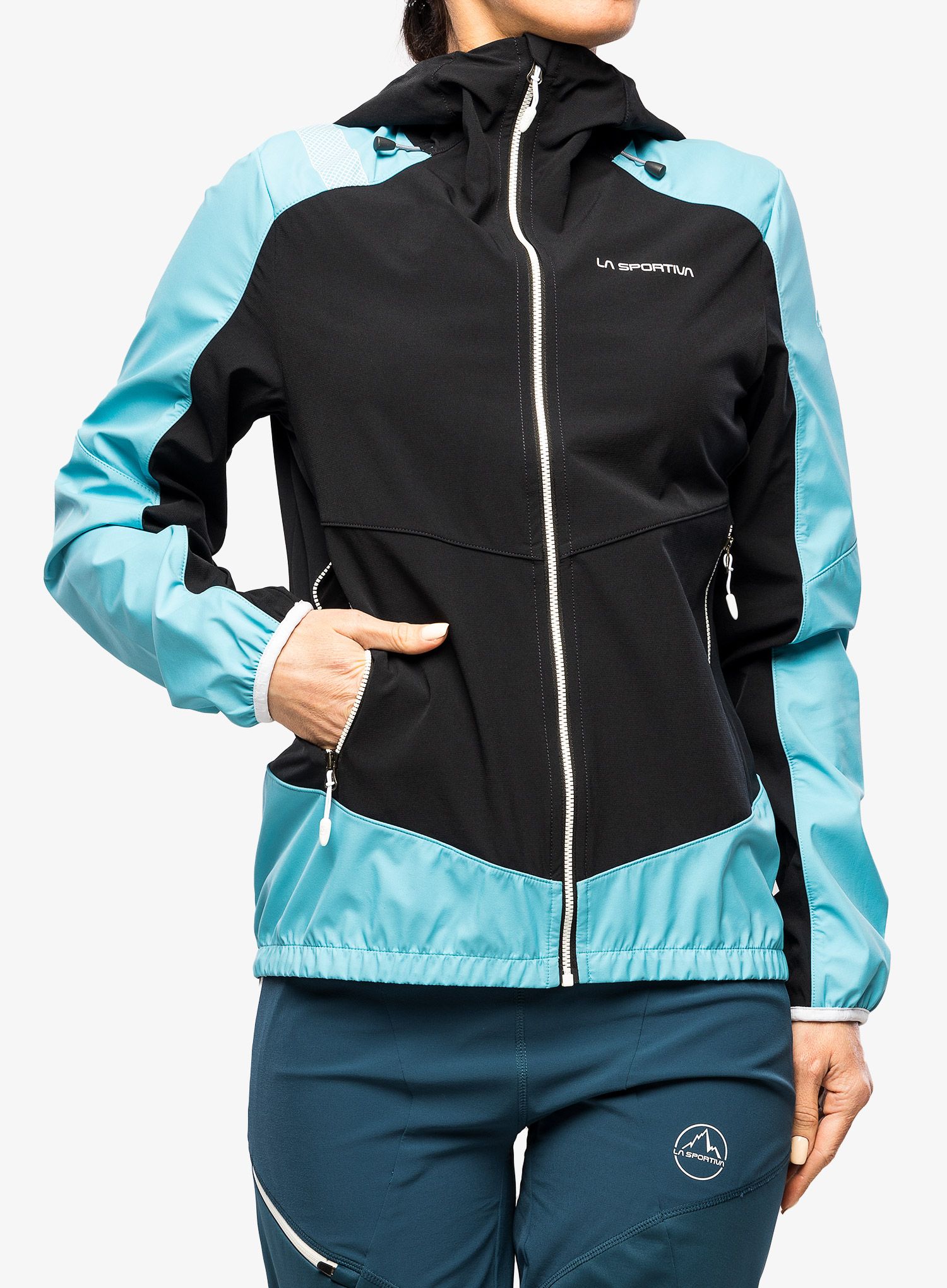 Softshellová bunda dámská La Sportiva Aequilibrium Softshell Jacket  - black/malibu blue