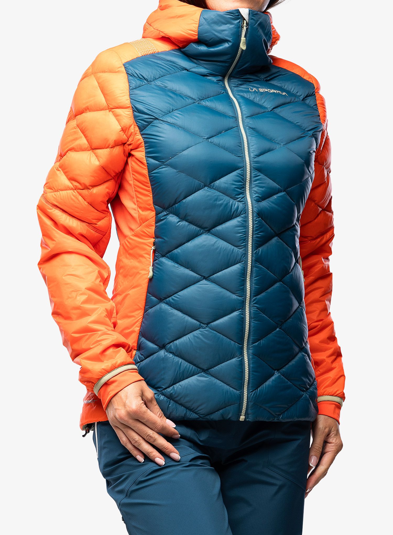 Péřová bunda La Sportiva Aiguille Down Jkt - storm blue/cherry tomato
