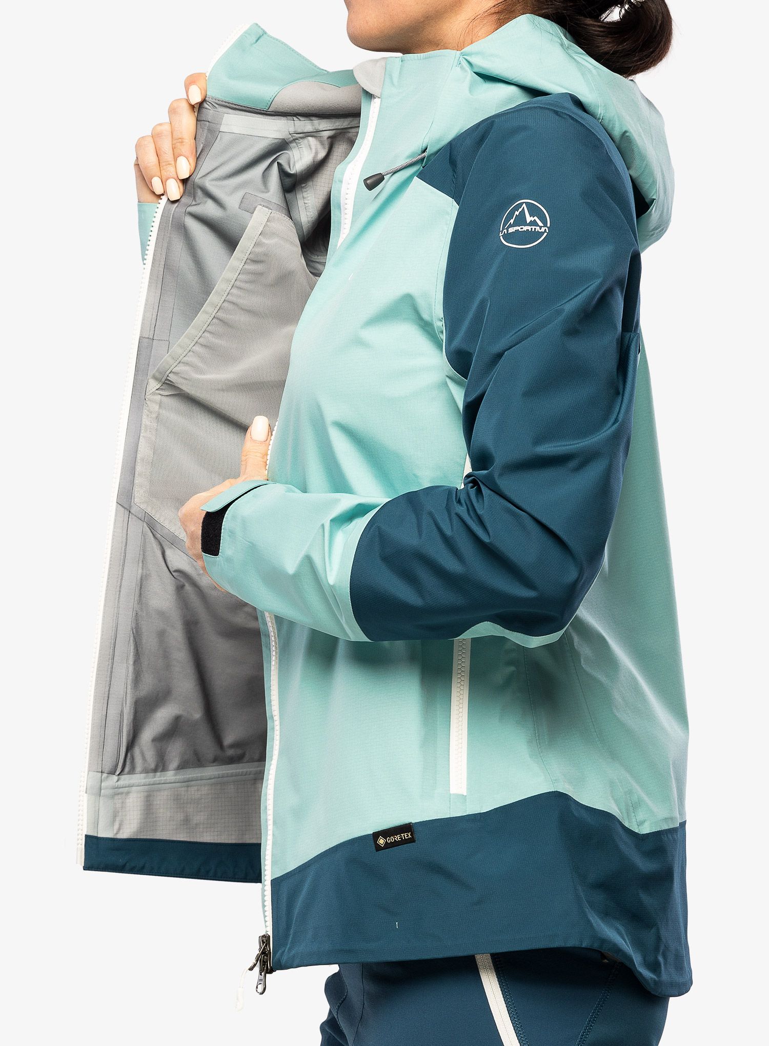 Dámská nepromokavá bunda s membránou La Sportiva Alpine Guide GTX Jacket  - iceberg/storm blue