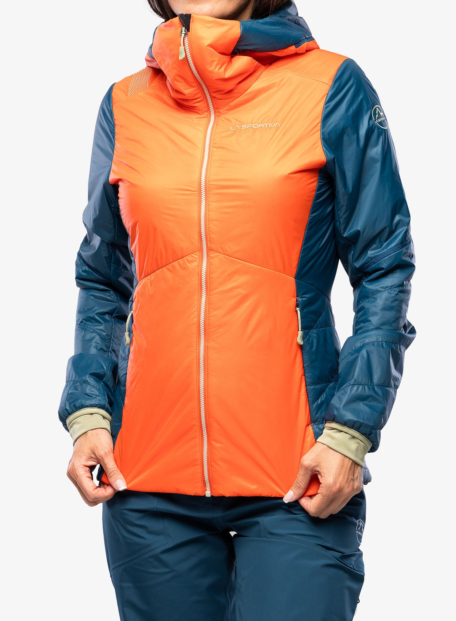 Zateplená bunda dámská La Sportiva Alpine Guide Primaloft Hoody - cherry tomato/storm blue