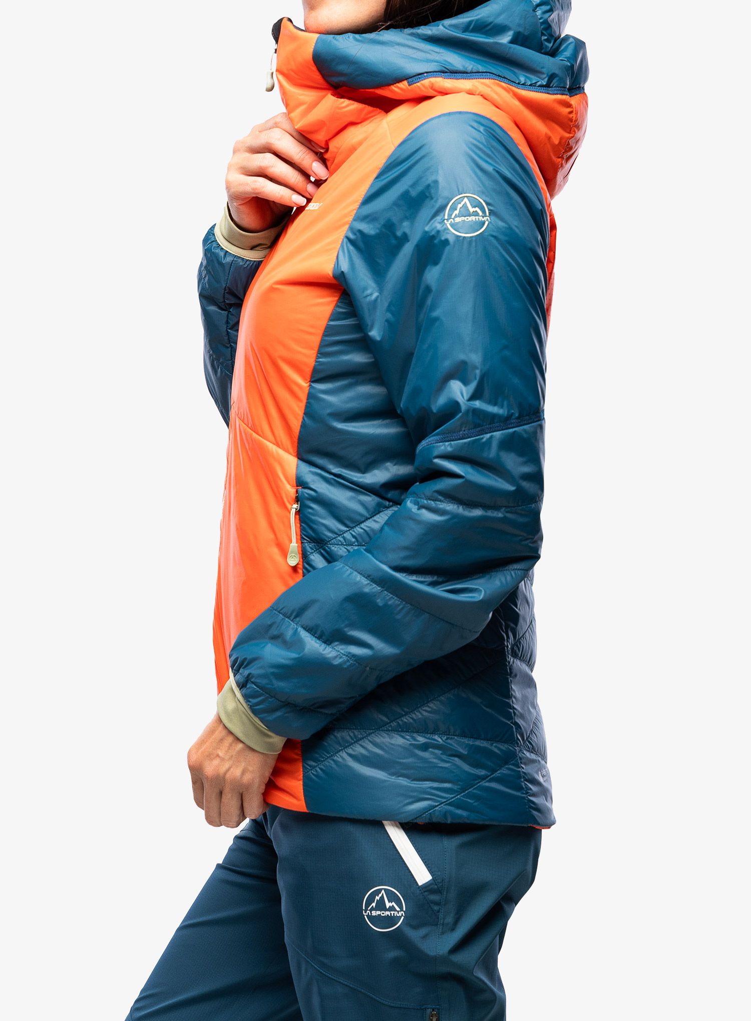 Zateplená bunda dámská La Sportiva Alpine Guide Primaloft Hoody - cherry tomato/storm blue