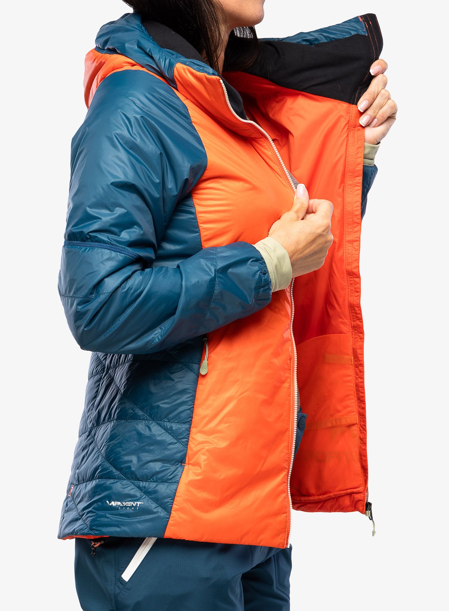Zateplená bunda dámská La Sportiva Alpine Guide Primaloft Hoody - cherry tomato/storm blue
