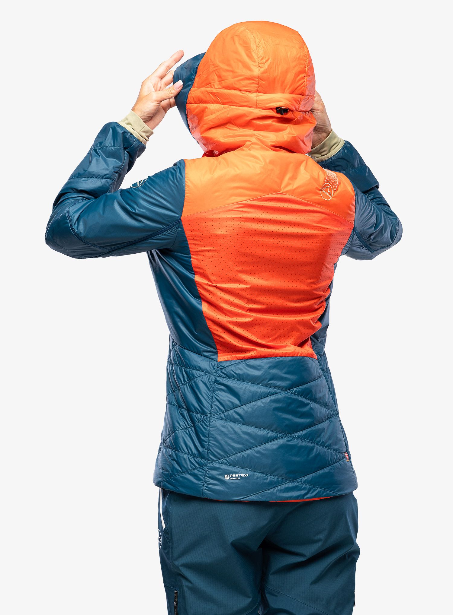 Zateplená bunda dámská La Sportiva Alpine Guide Primaloft Hoody - cherry tomato/storm blue