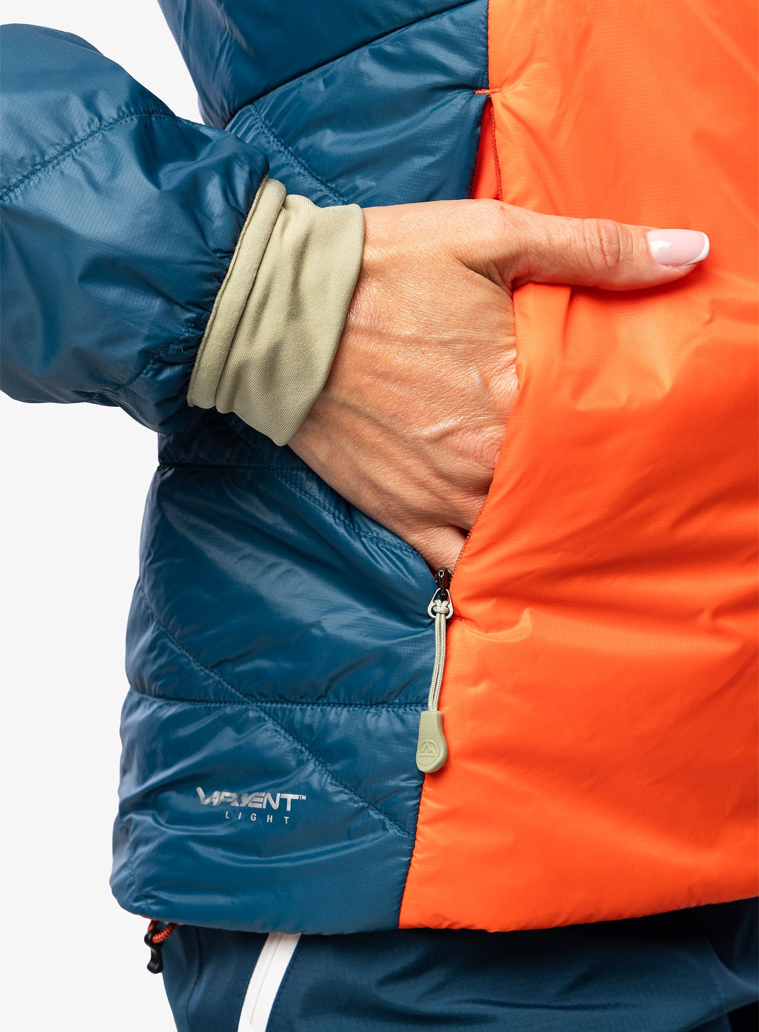 Zateplená bunda dámská La Sportiva Alpine Guide Primaloft Hoody - cherry tomato/storm blue
