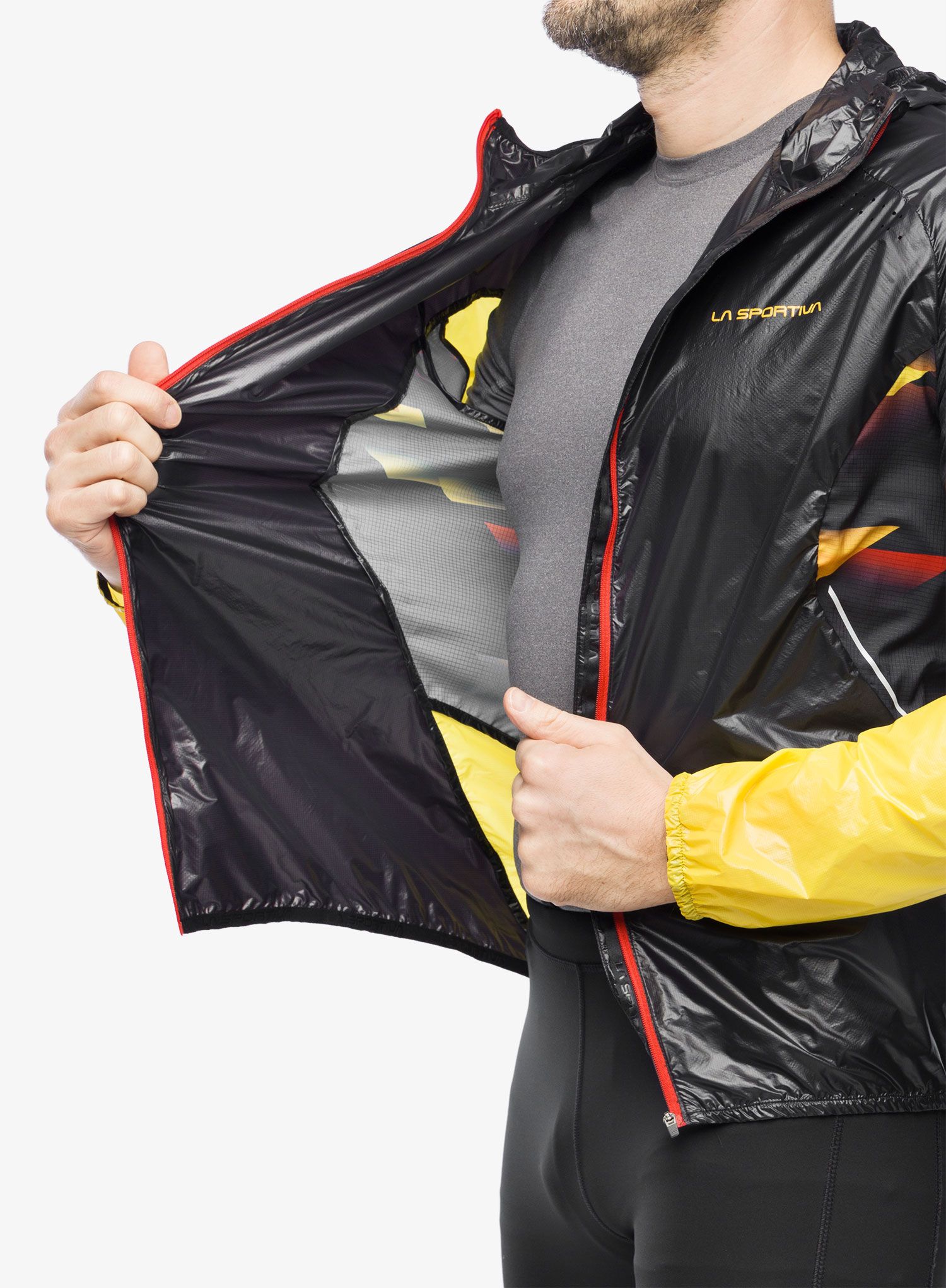 Bunda na běhání La Sportiva Blizzard Windbreaker Jkt - black/yellow