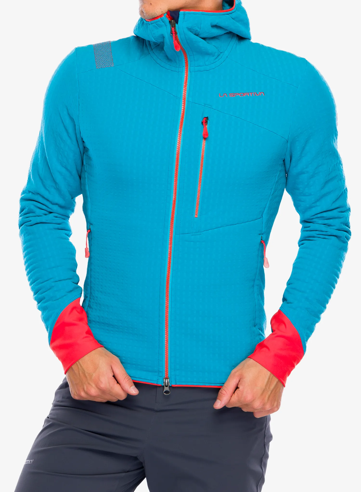 Fleecová bunda La Sportiva Bristen Thermal Hoody - tropic blue/cherry tomato
