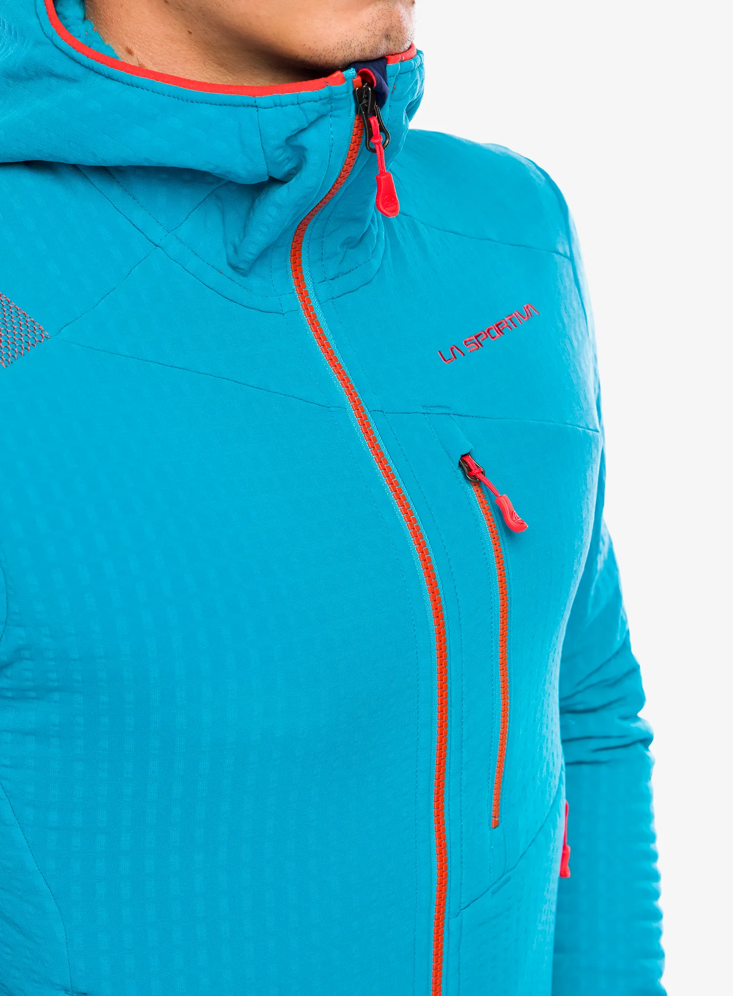 Fleecová bunda La Sportiva Bristen Thermal Hoody - tropic blue/cherry tomato