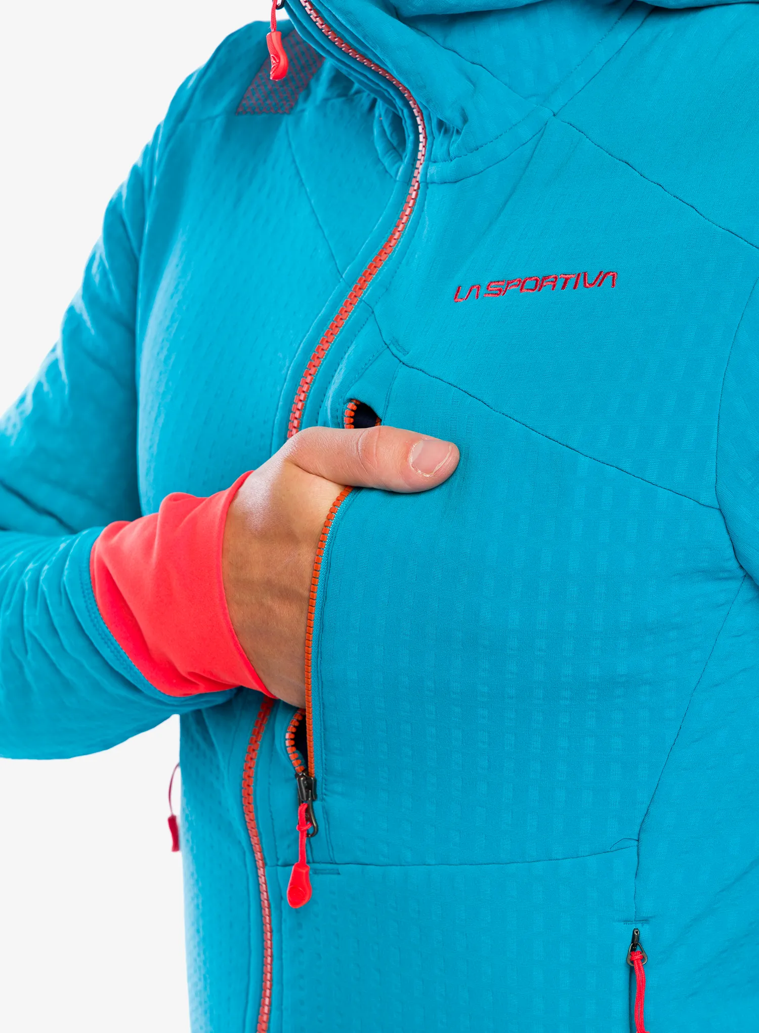 Fleecová bunda La Sportiva Bristen Thermal Hoody - tropic blue/cherry tomato