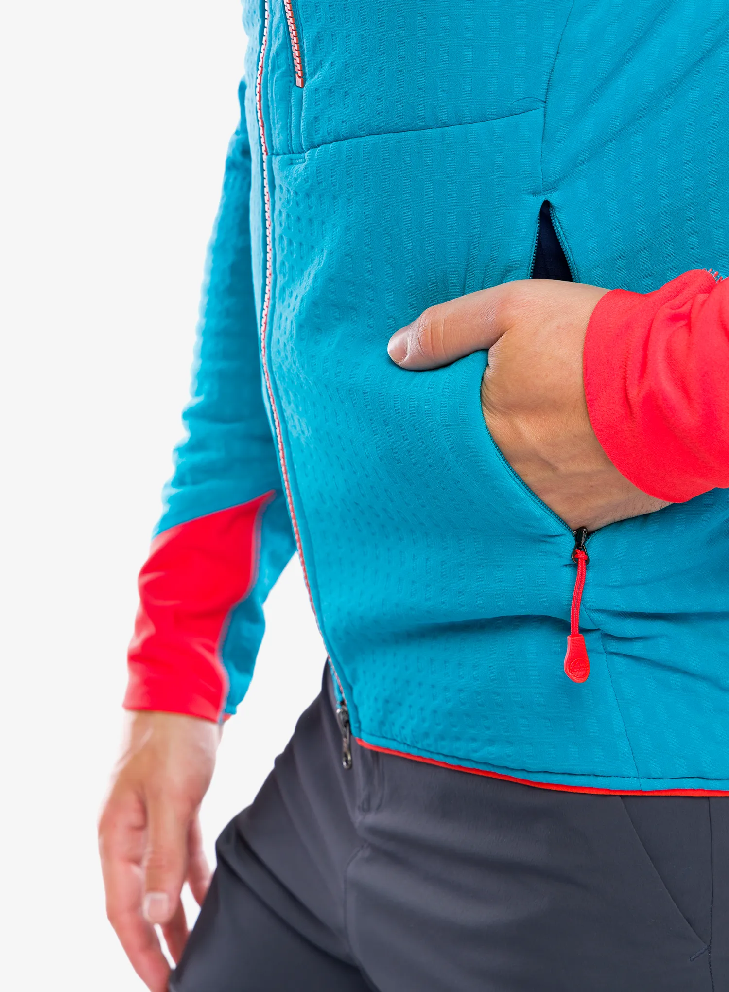 Fleecová bunda La Sportiva Bristen Thermal Hoody - tropic blue/cherry tomato