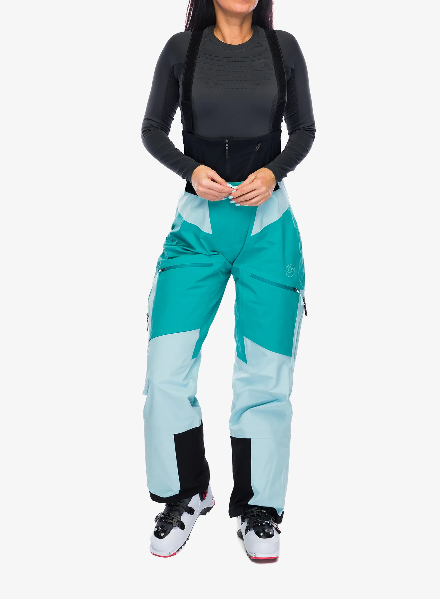 Dámské lyžařské kalhoty La Sportiva Chaser Evo Shell Bib Pant - iceberg/lagoon