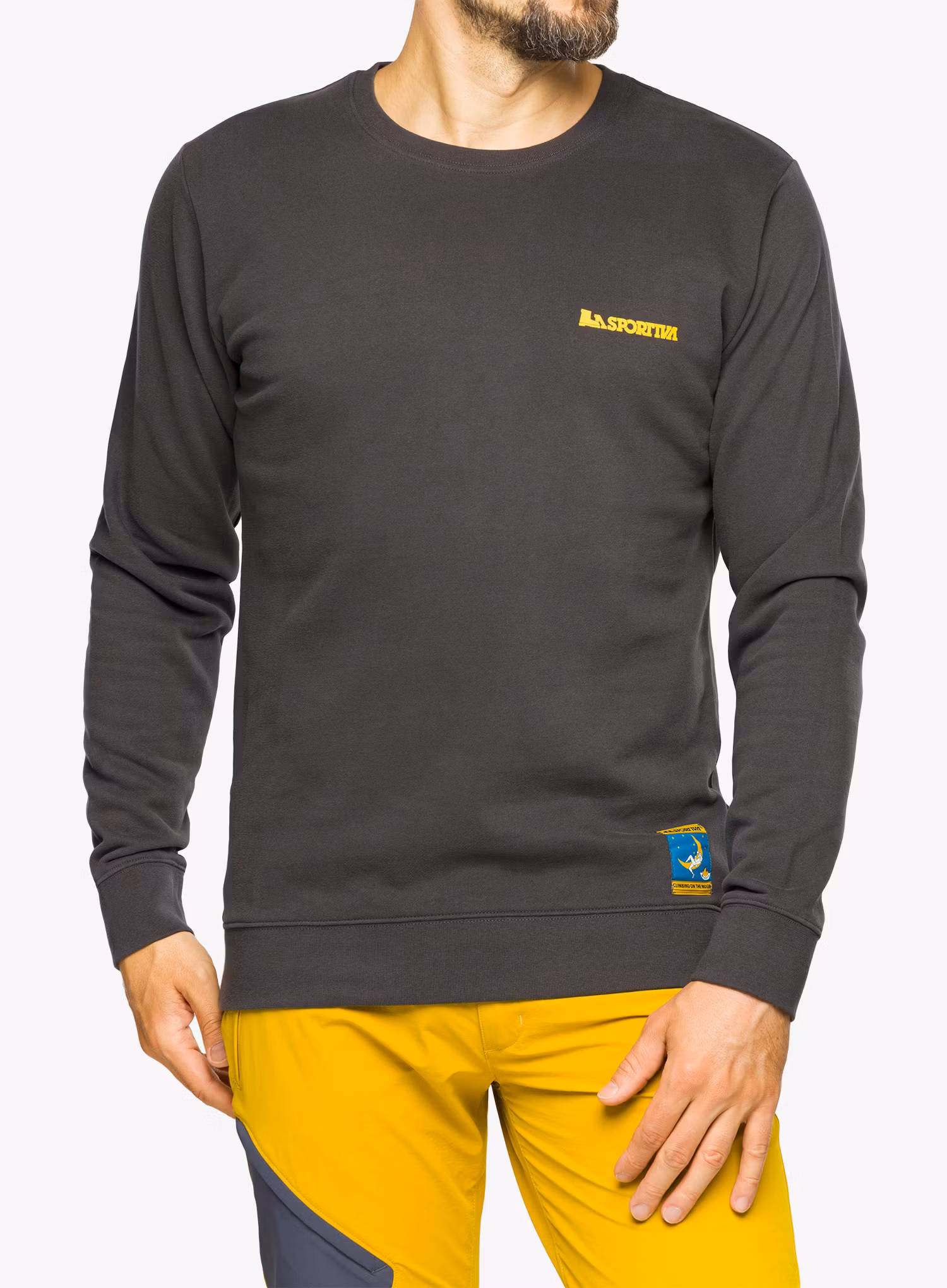 Mikina bez kapuce La Sportiva Climbing on the Moon Sweatshirt - carbon/giallo