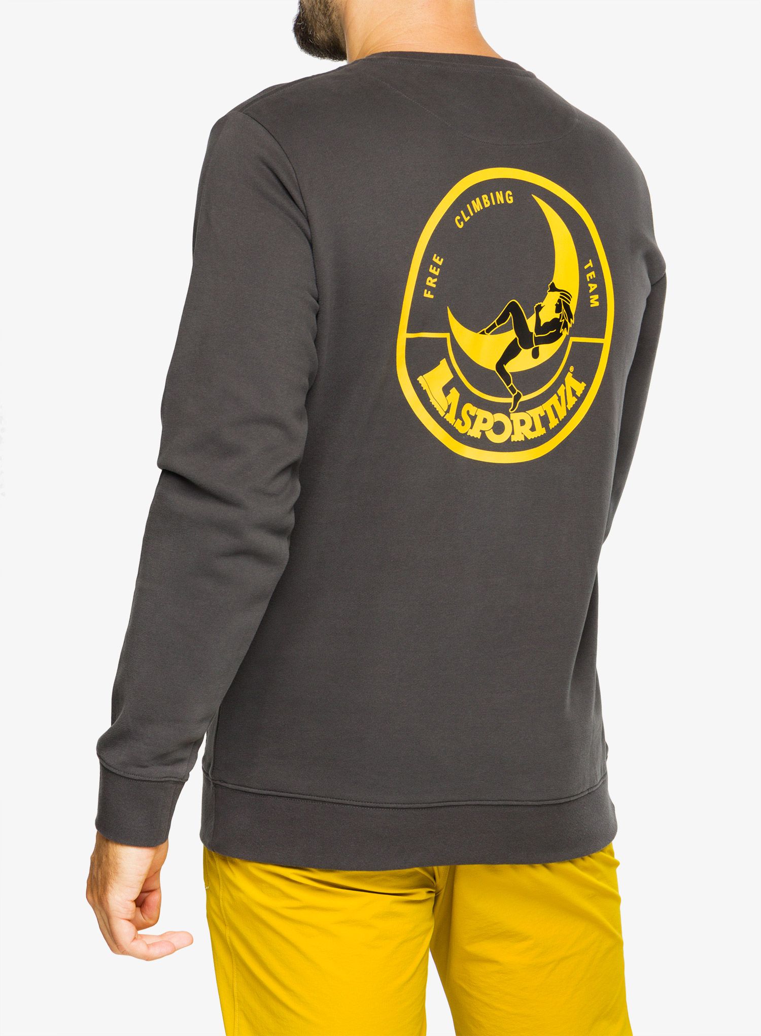 Mikina bez kapuce La Sportiva Climbing on the Moon Sweatshirt - carbon/giallo