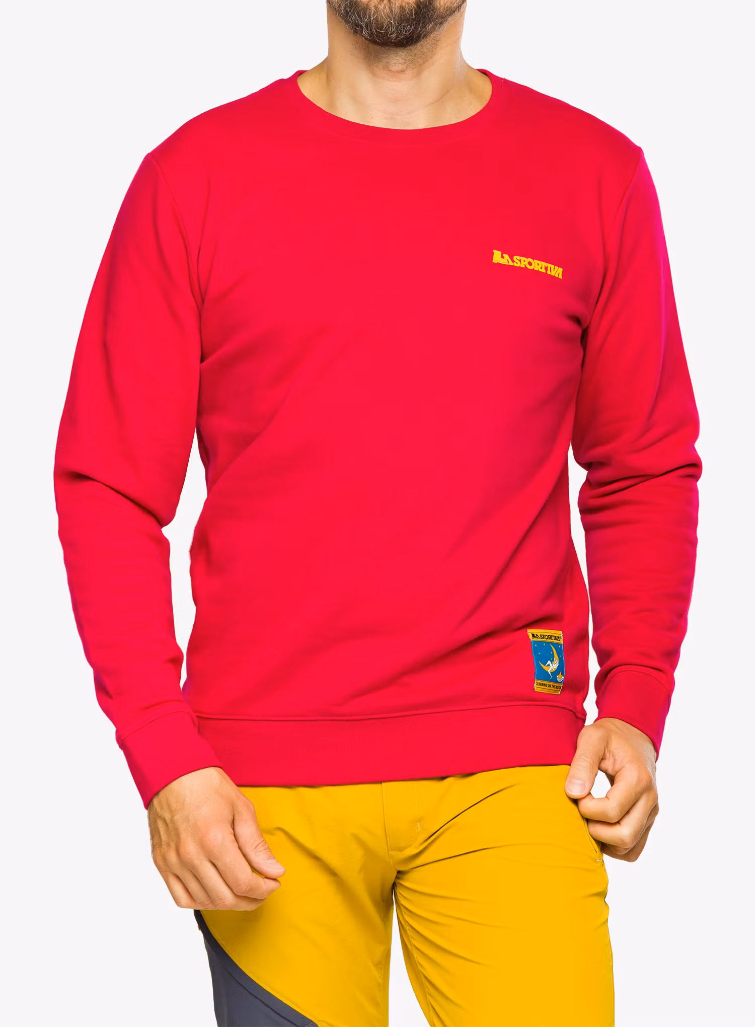 Mikina bez kapuce La Sportiva Climbing on the Moon Sweatshirt - fucsia/giallo