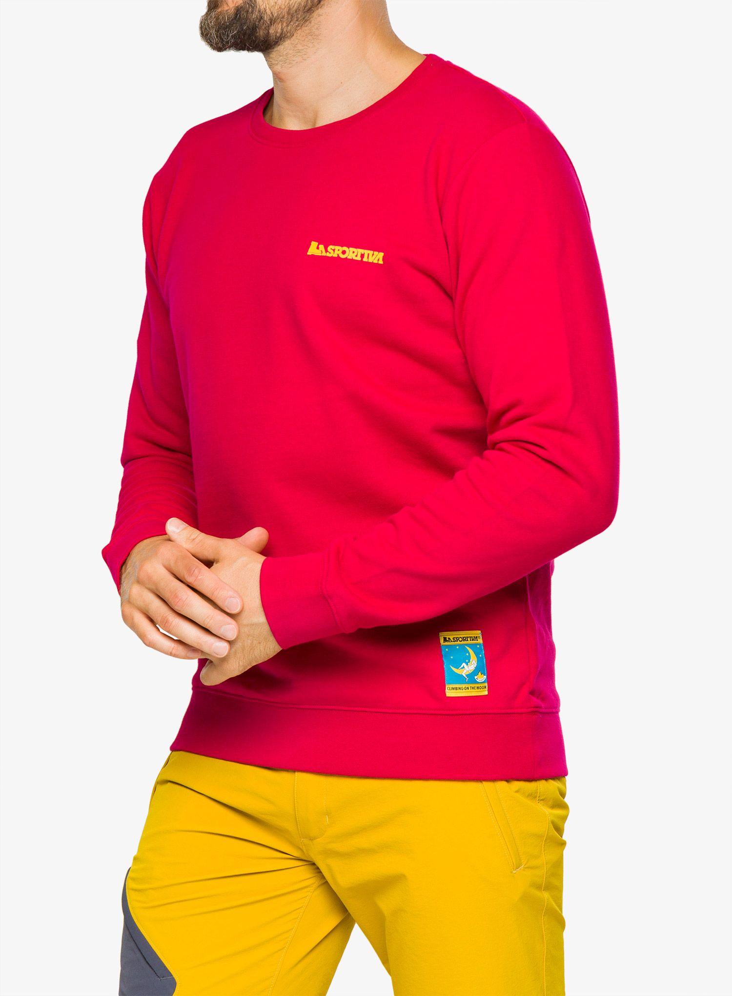 Mikina bez kapuce La Sportiva Climbing on the Moon Sweatshirt - fucsia/giallo