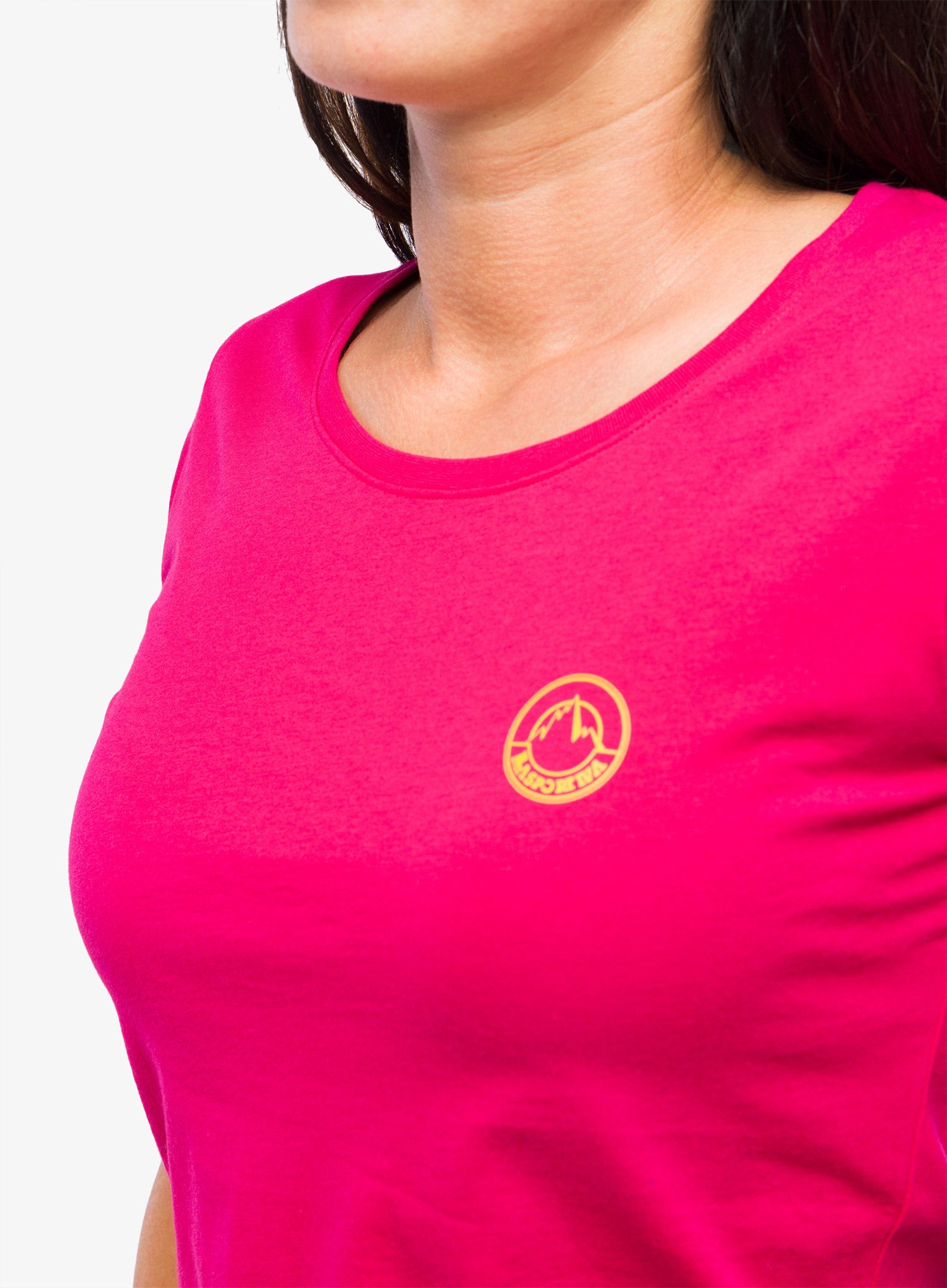 Bavlněné tričko dámské La Sportiva Climbing on the Moon T-Shirt - fucsia/giallo