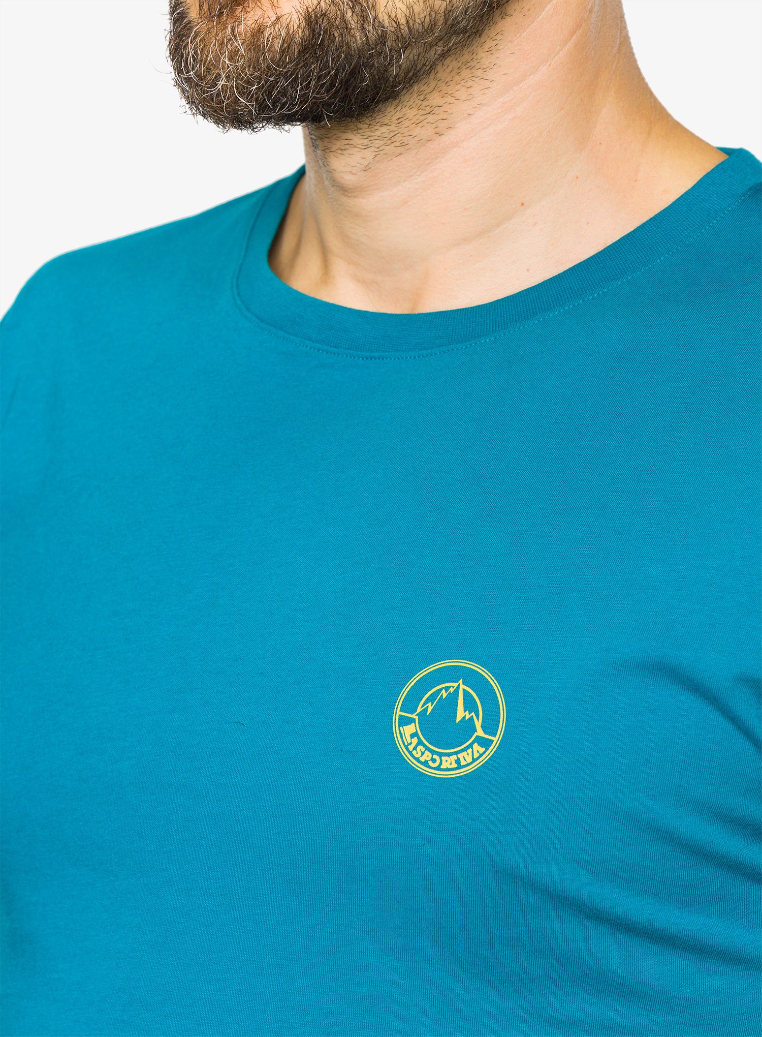 Lezecké triko La Sportiva Climbing on the Moon T-Shirt - turchese/giallo