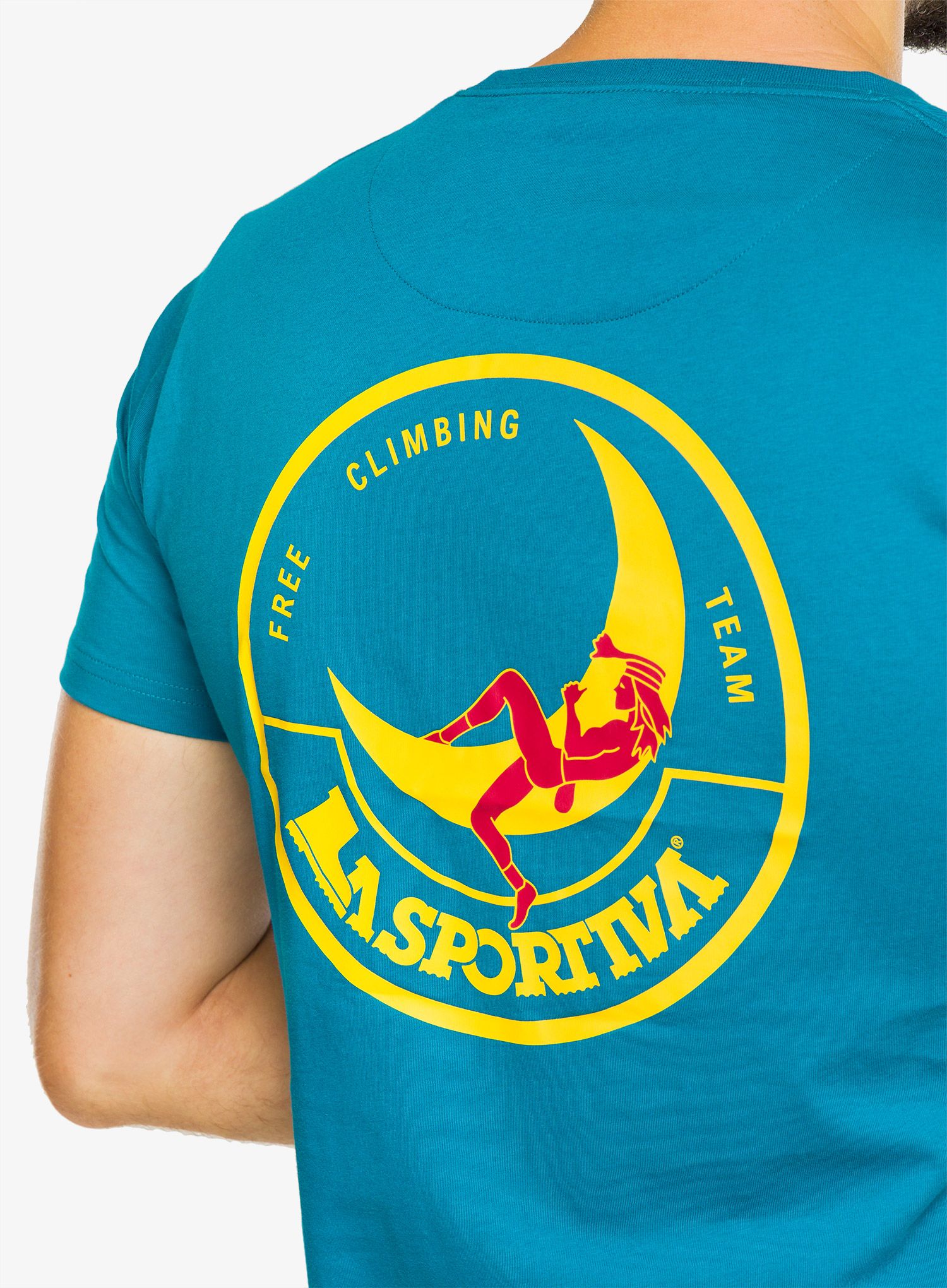 Lezecké triko La Sportiva Climbing on the Moon T-Shirt - turchese/giallo