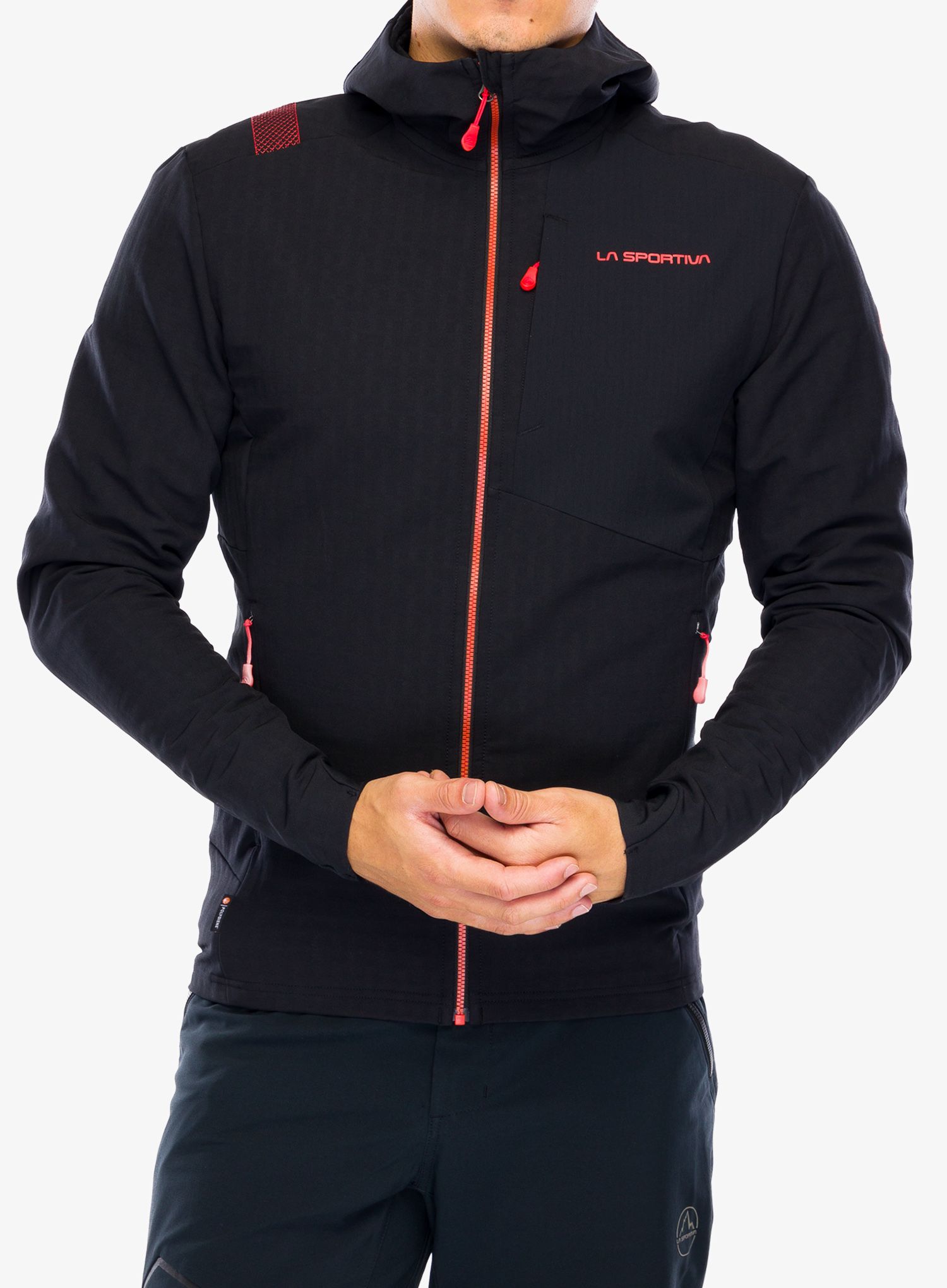 Softshellová bunda La Sportiva Descender Storm Jkt - black/cherry tomato