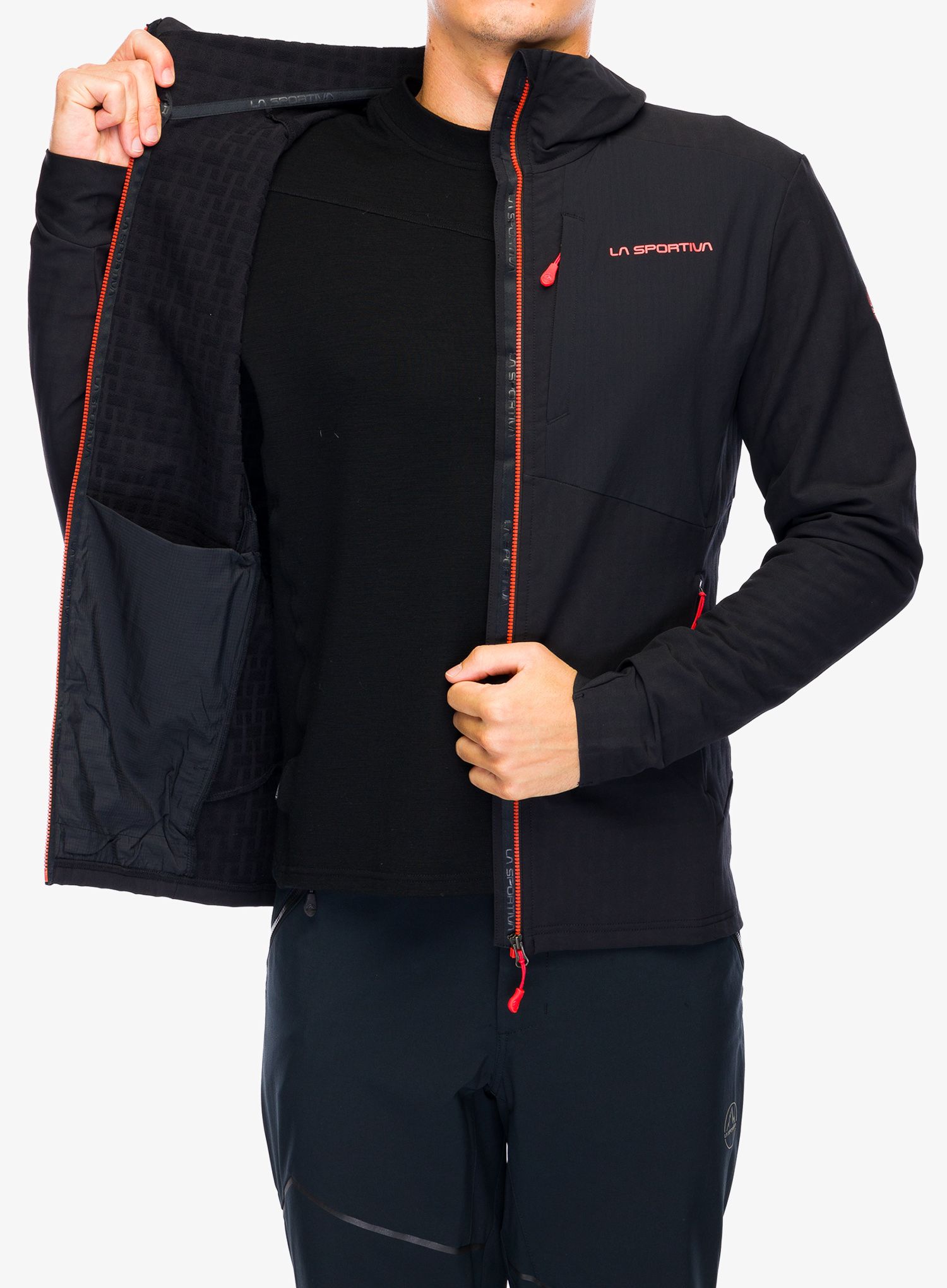 Softshellová bunda La Sportiva Descender Storm Jkt - black/cherry tomato