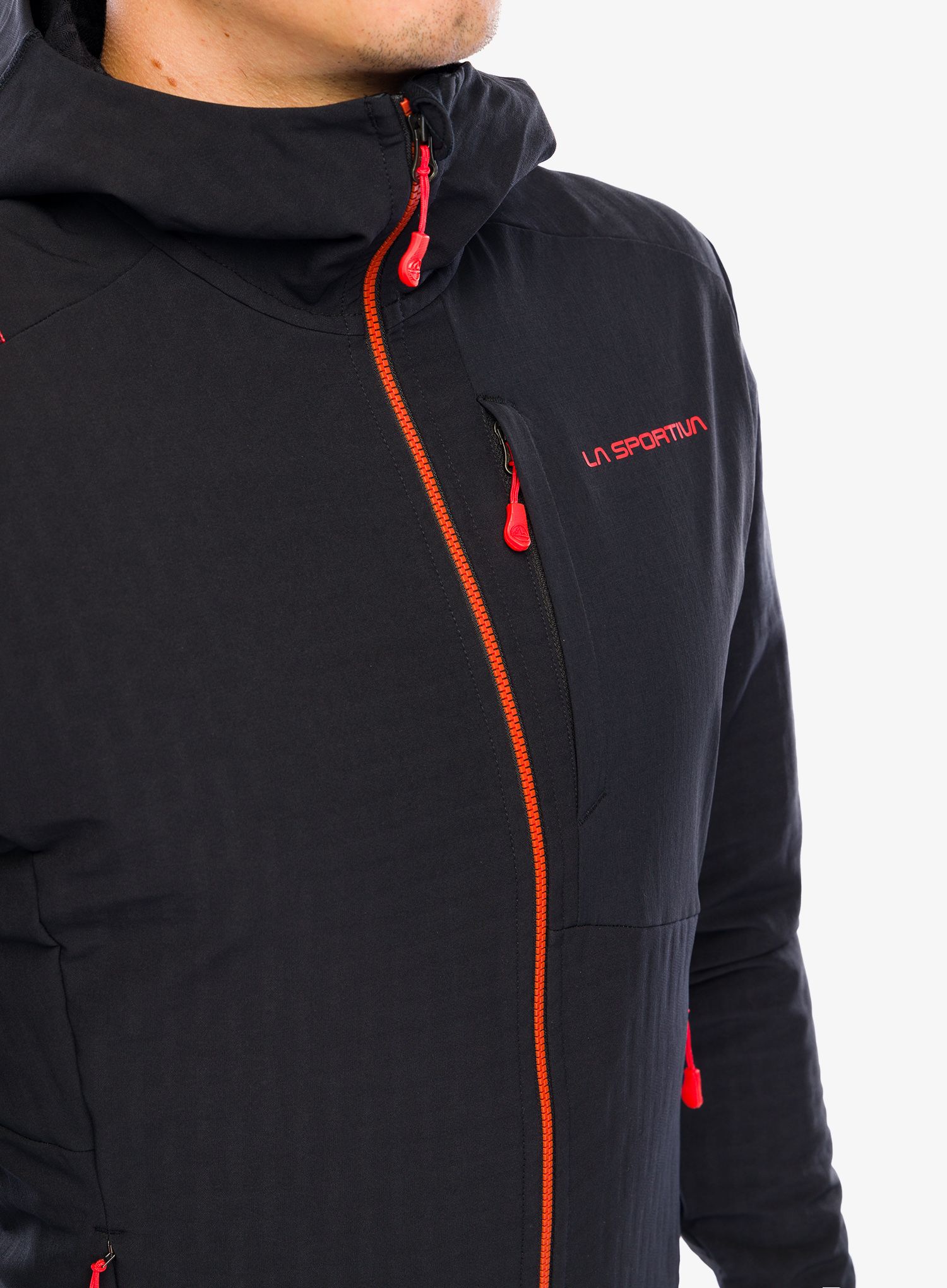 Softshellová bunda La Sportiva Descender Storm Jkt - black/cherry tomato