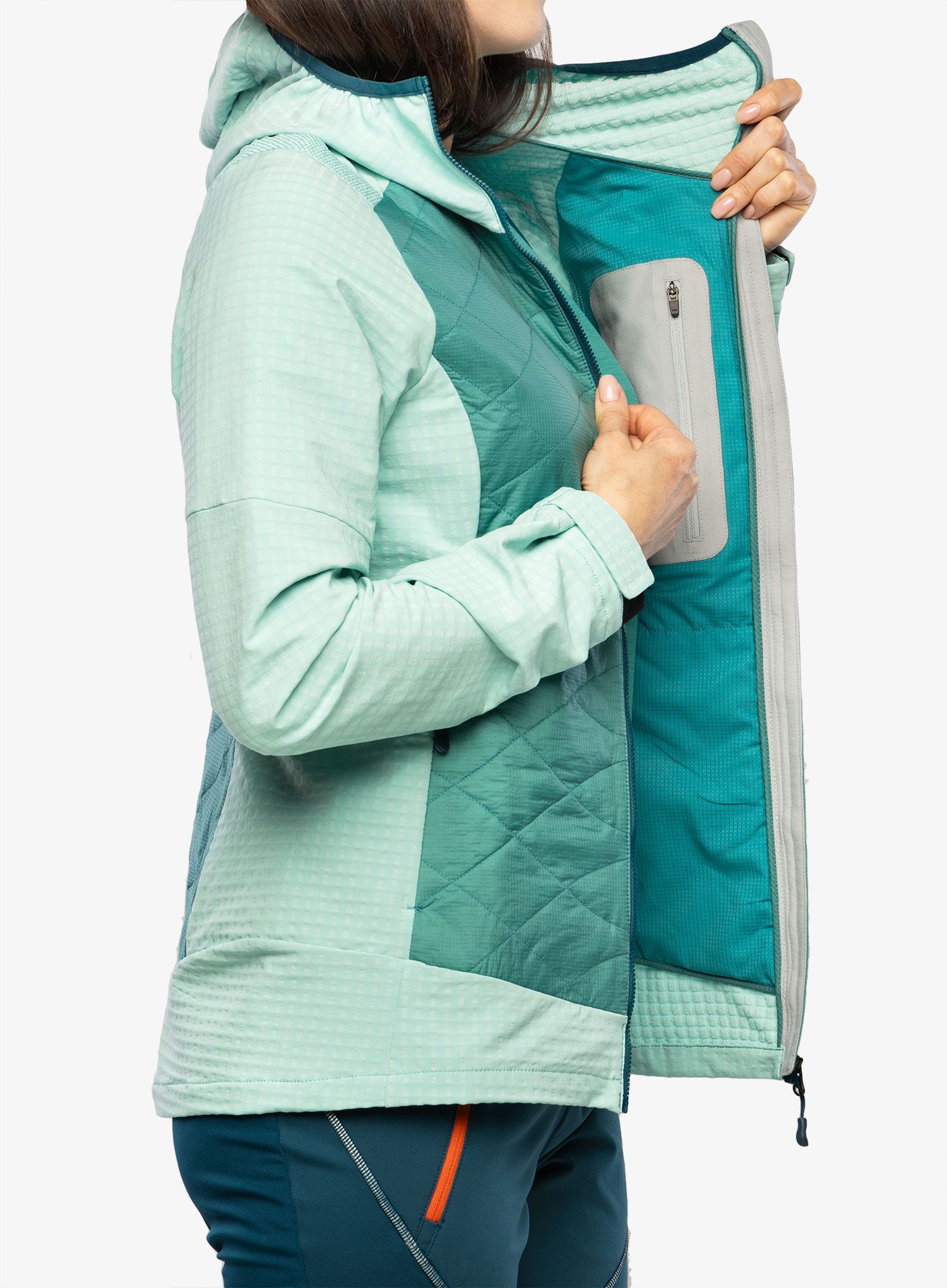 Hybridní bunda dámská La Sportiva Kap Hybrid Hoody - lagoon/iceberg