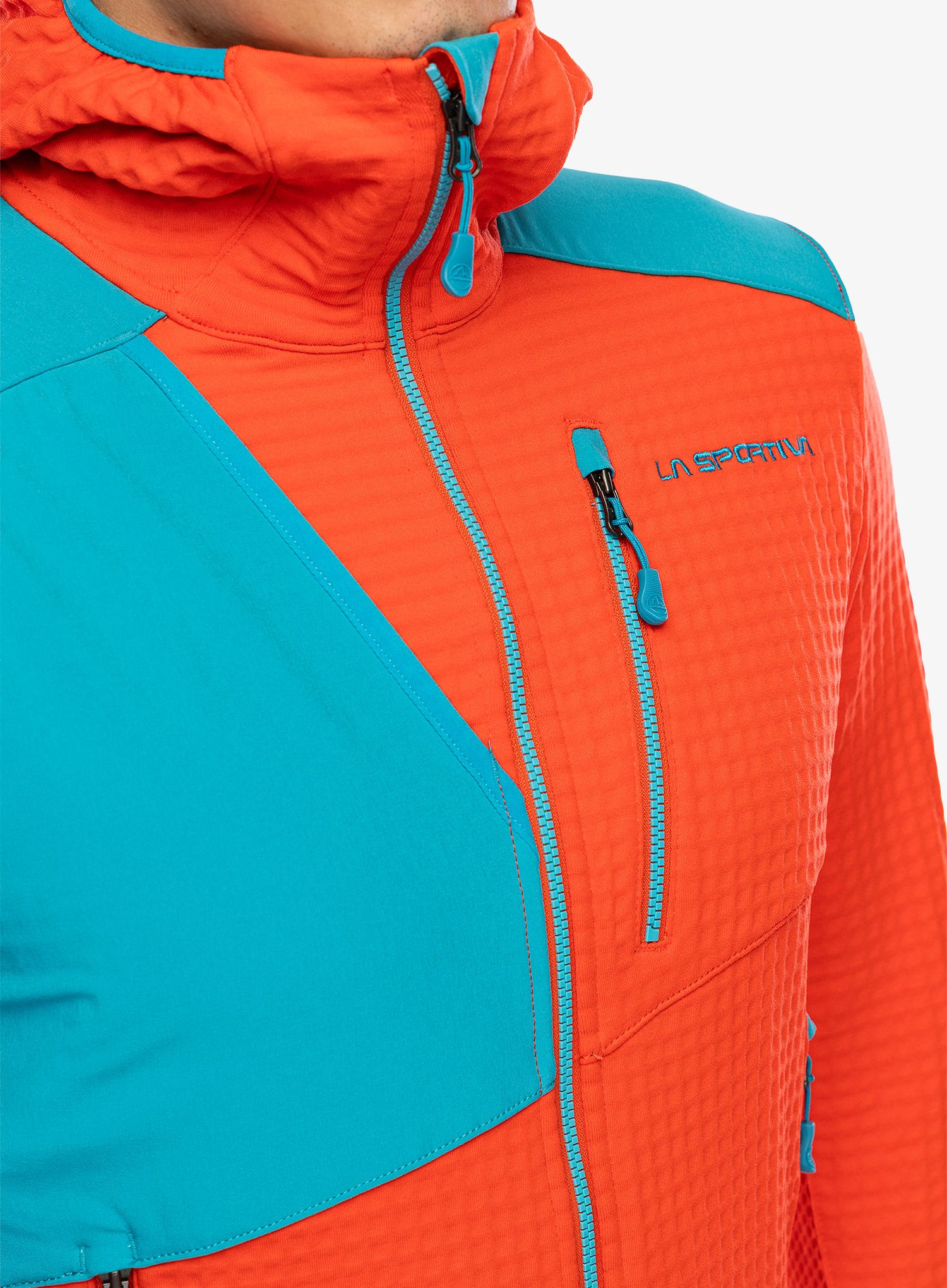 Mikina s kapucí La Sportiva Lucendro Thermal Hoody - cherry tomato/tropic blue