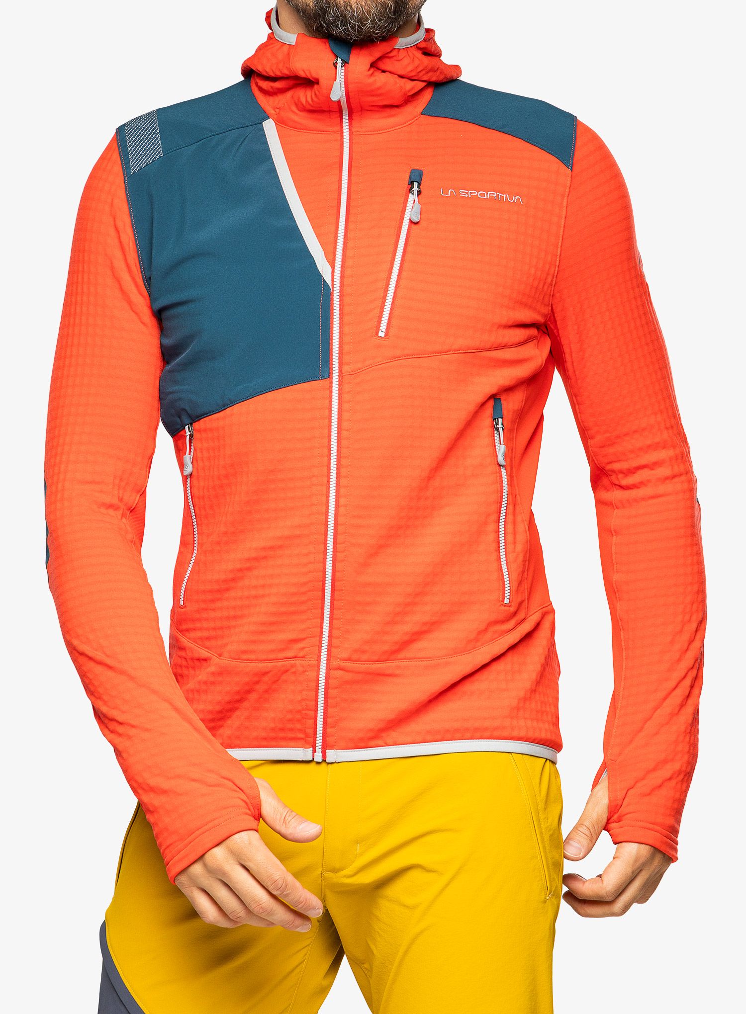 Mikina s kapucí La Sportiva Lucendro Thermal Hoody - poppy/storm blue