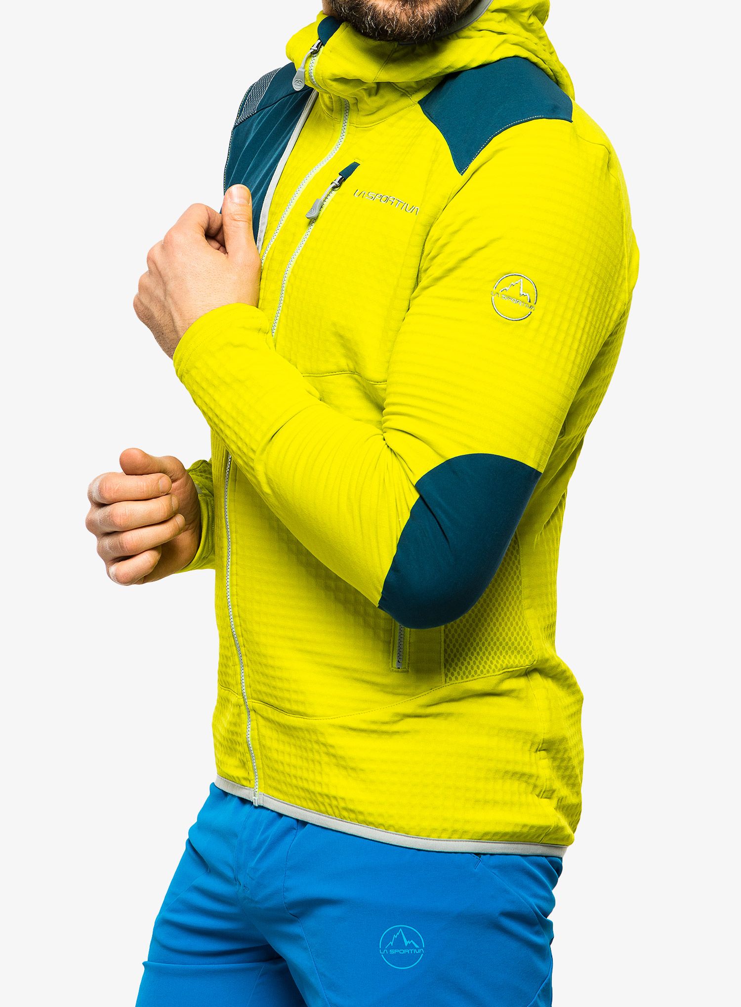 Mikina s kapucí La Sportiva Lucendro Thermal Hoody  - lime punch/storm blue