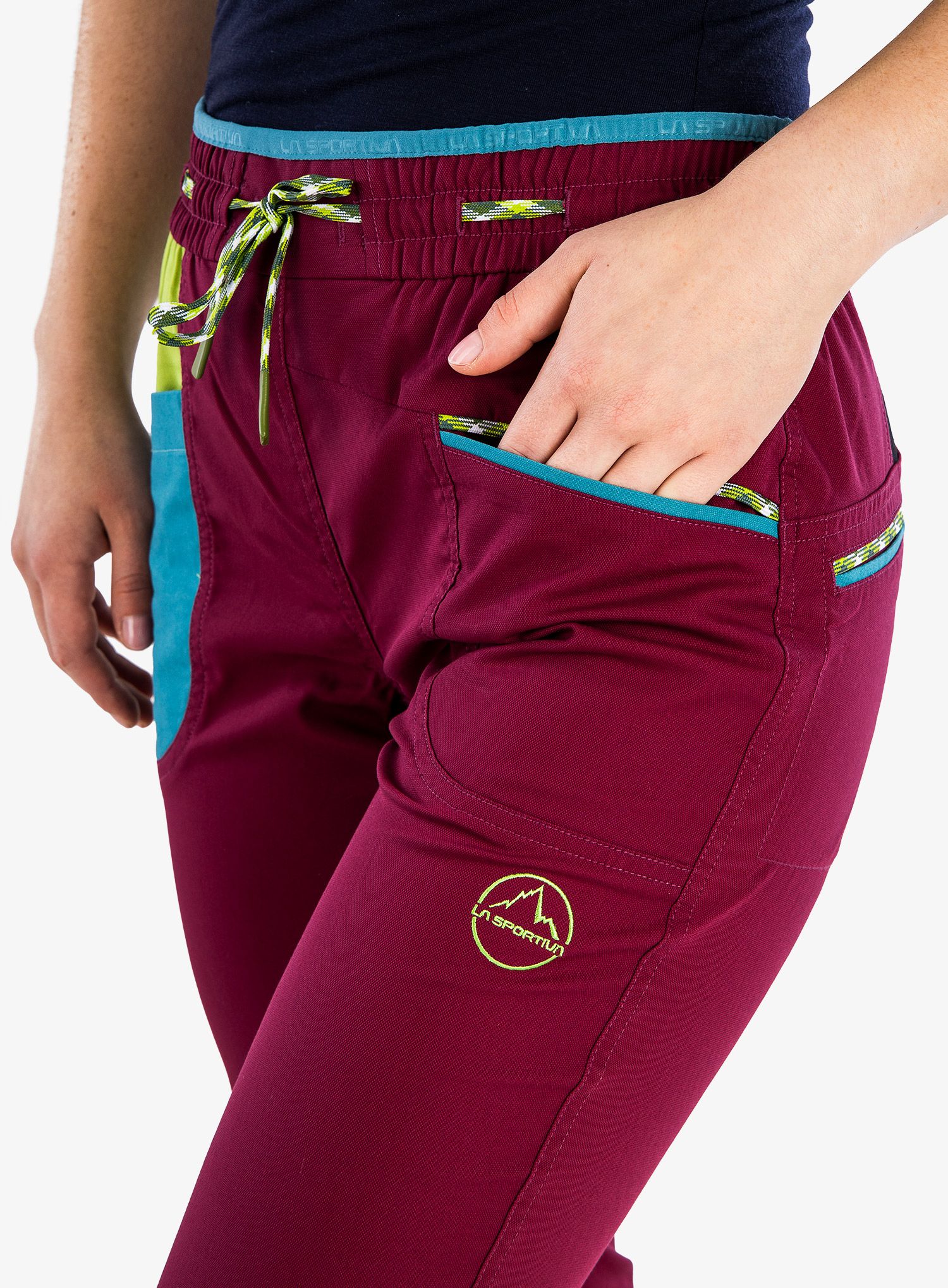 Dámské lezecké kalhoty La Sportiva Mandala - red plum/lime green
