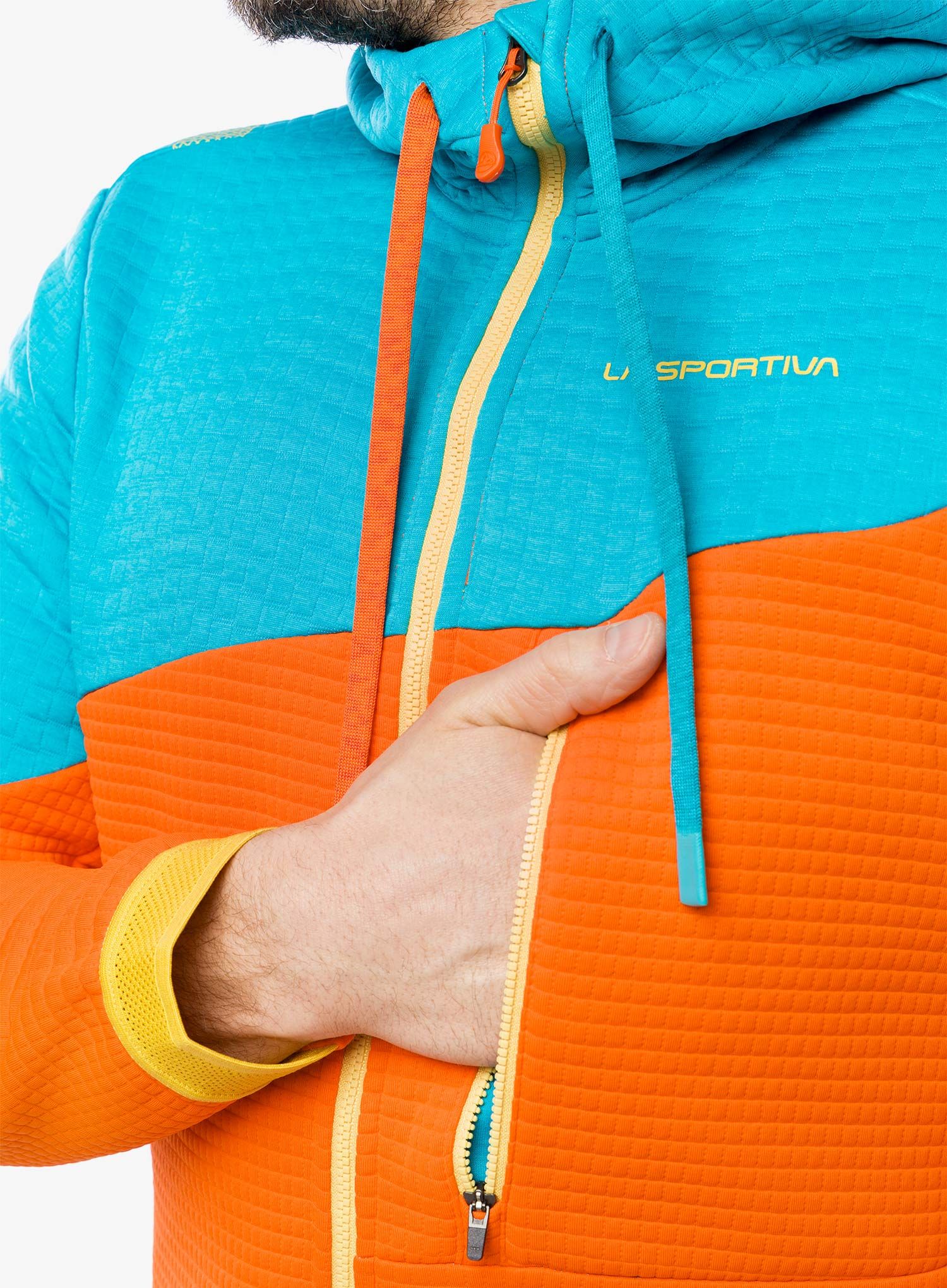 Mikina s kapucí La Sportiva Method Hoody - cherry tomato/tropic blue
