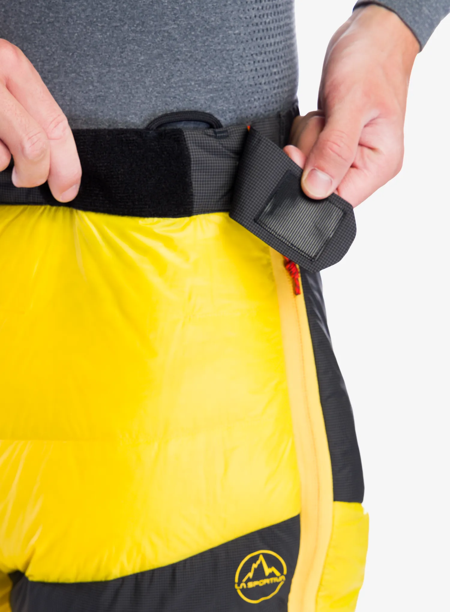 Péřové kalhoty La Sportiva Olympus Tech Down Pant - yellow/black