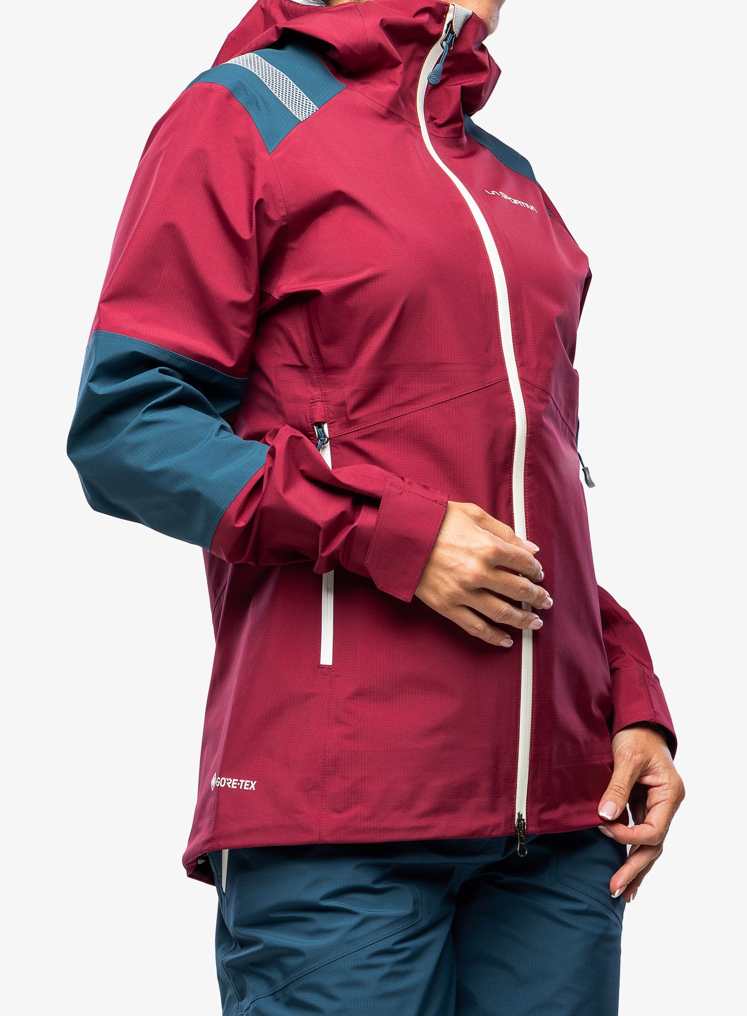 Dámská nepromokavá bunda s membránou La Sportiva Roseg GTX Jacket - red plum/storm blue