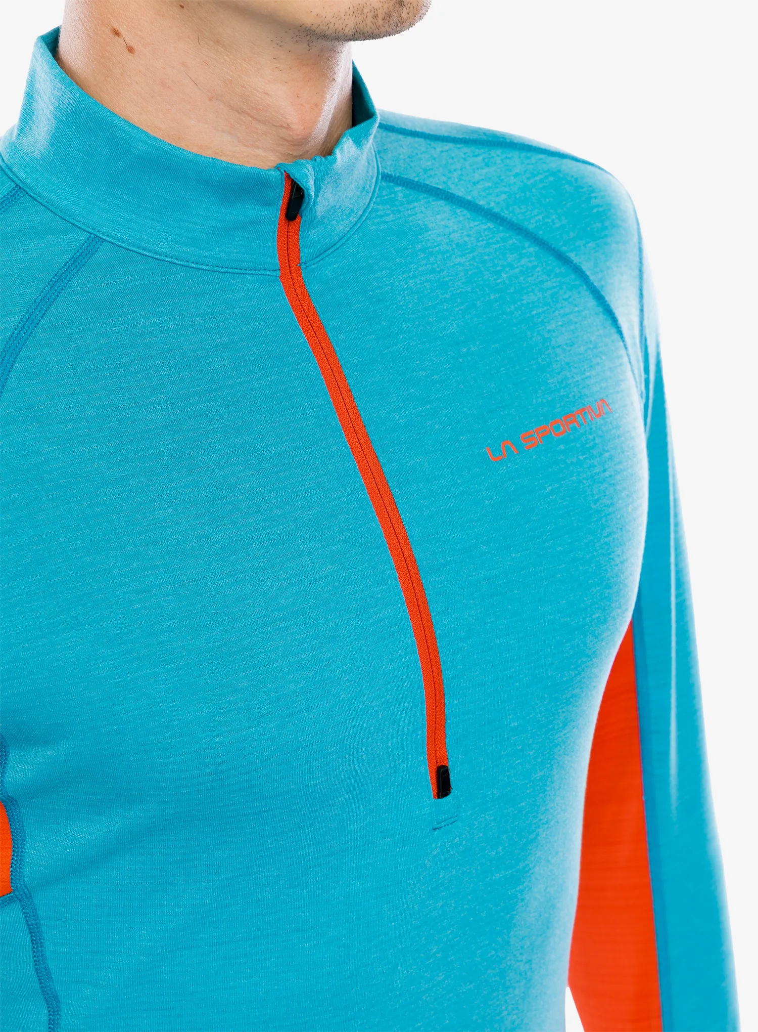Mikina se zipem La Sportiva Swift Long Sleeve - tropic blue/cherry tomato