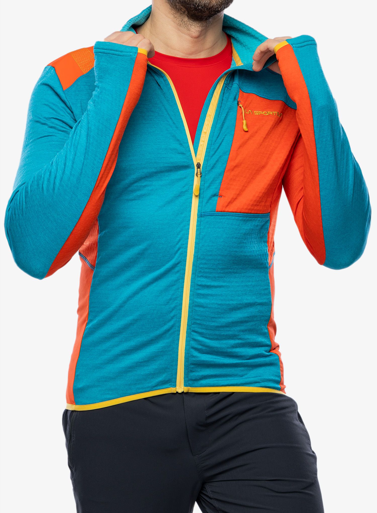 Rozepínací mikina La Sportiva True North Jacket - tropic blue/cherry tomato