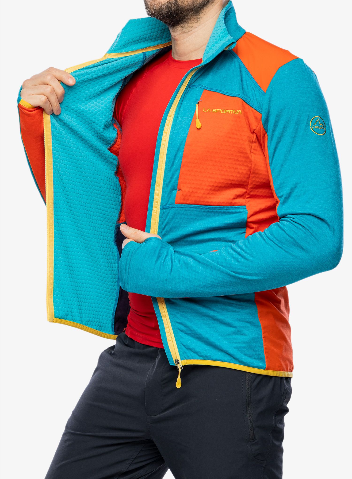Rozepínací mikina La Sportiva True North Jacket - tropic blue/cherry tomato
