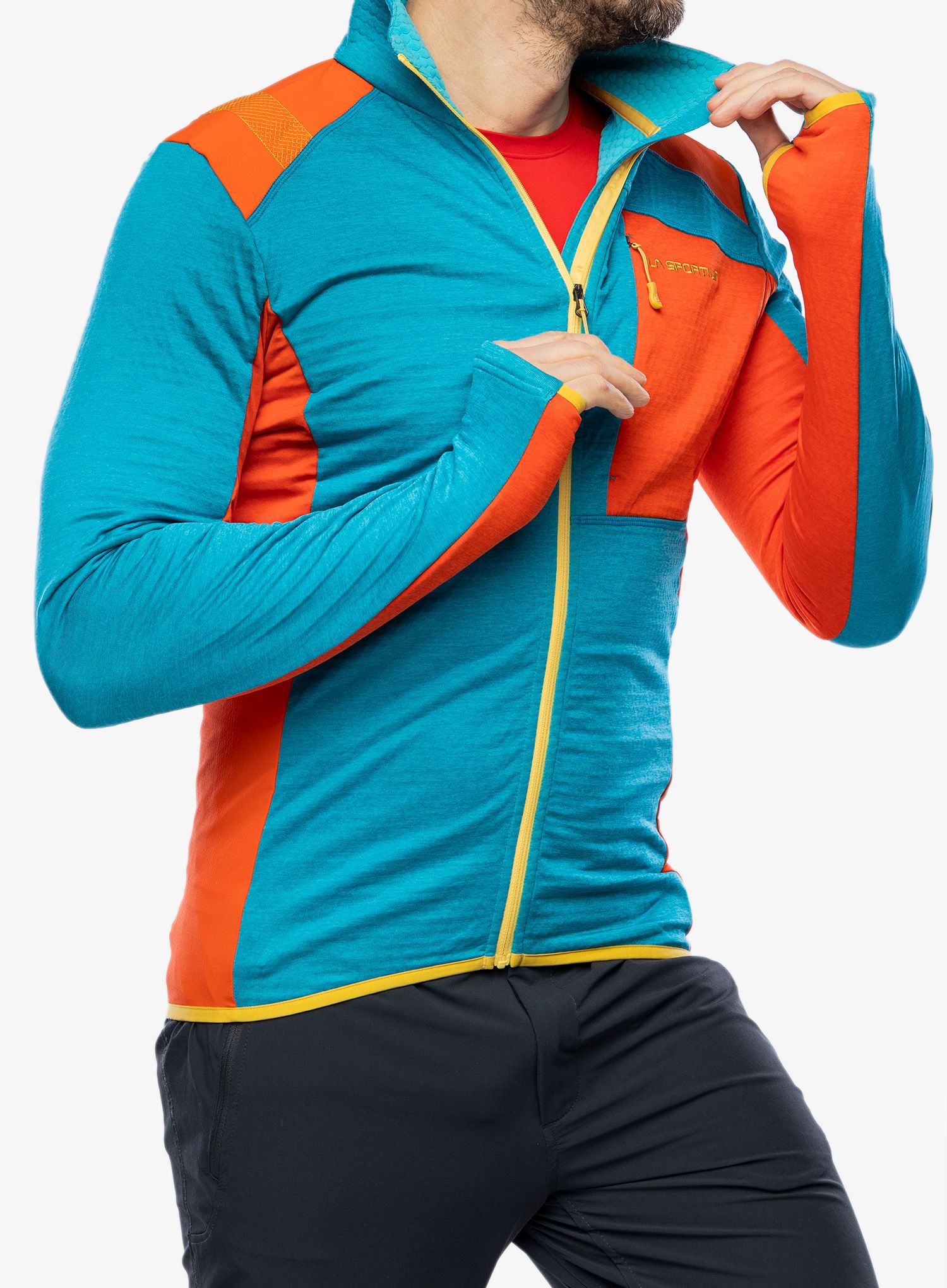 Rozepínací mikina La Sportiva True North Jacket - tropic blue/cherry tomato