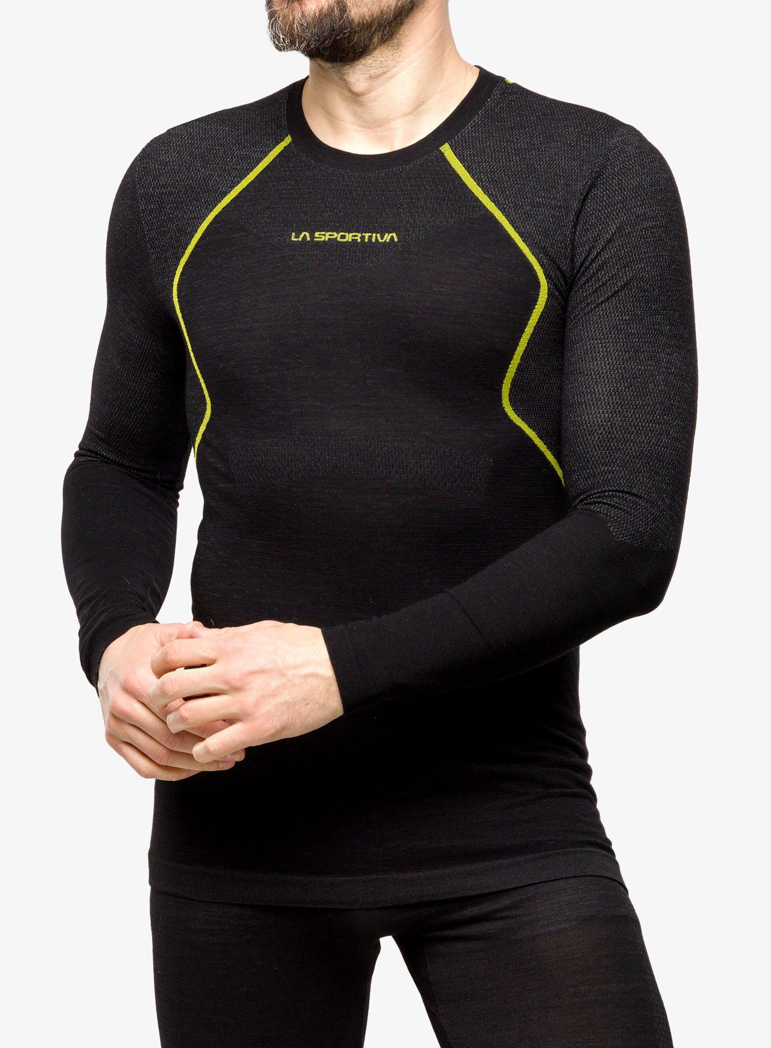 Funkční mikina La Sportiva Wool40 Aero Longsleeve - black/yellow