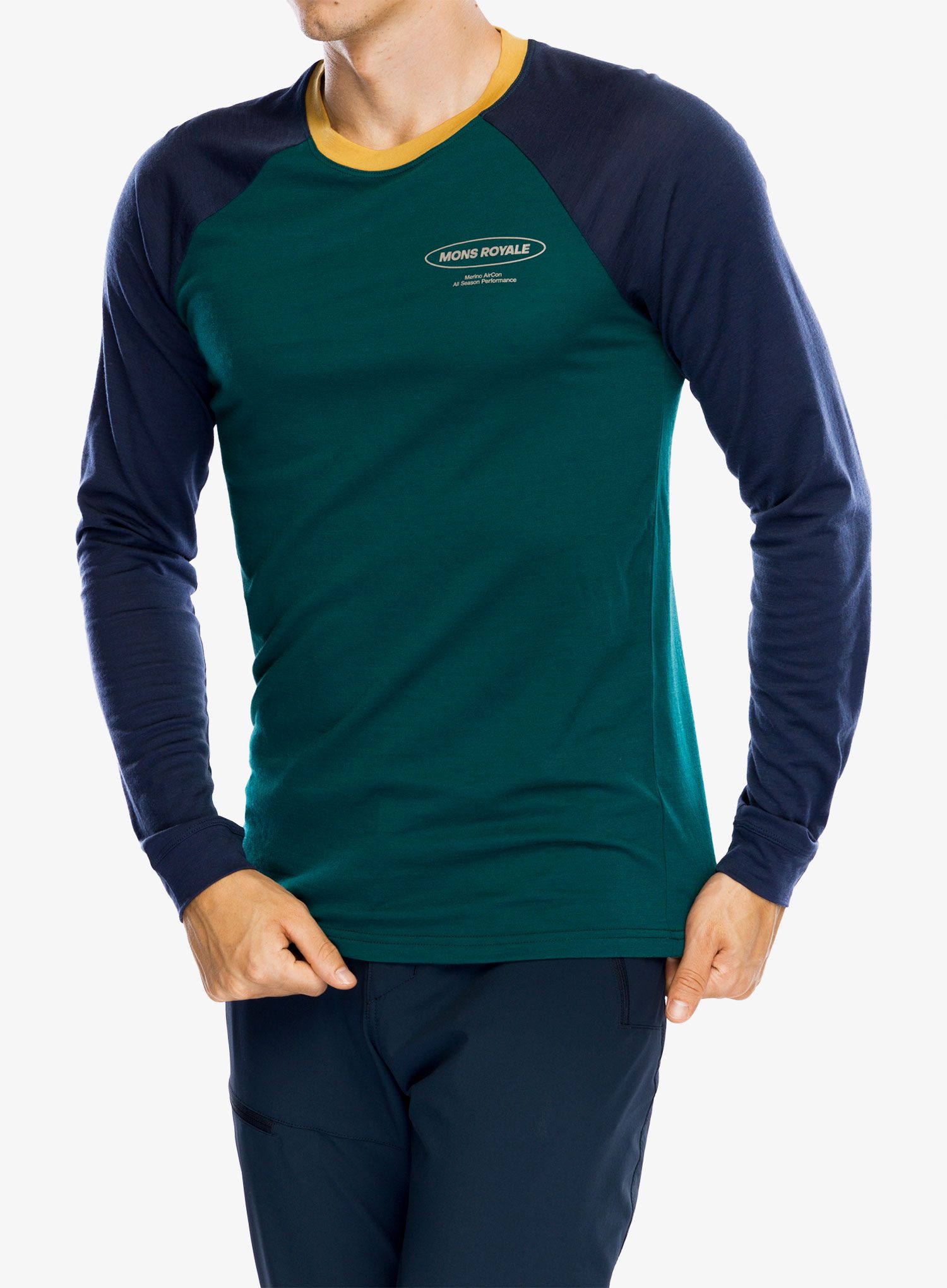 Longsleeve Mons Royale Icon Raglan - evergreen/midnight