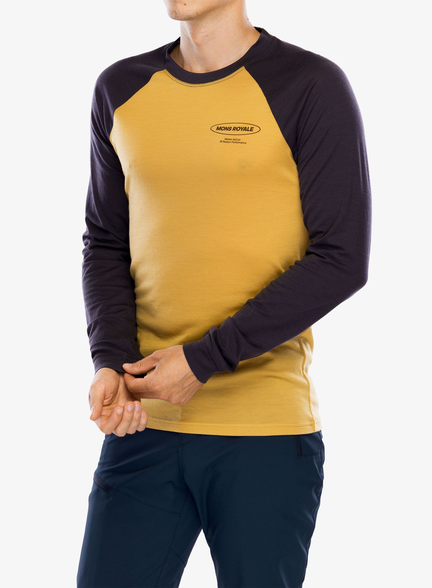 Longsleeve Mons Royale Icon Raglan - shale/honey