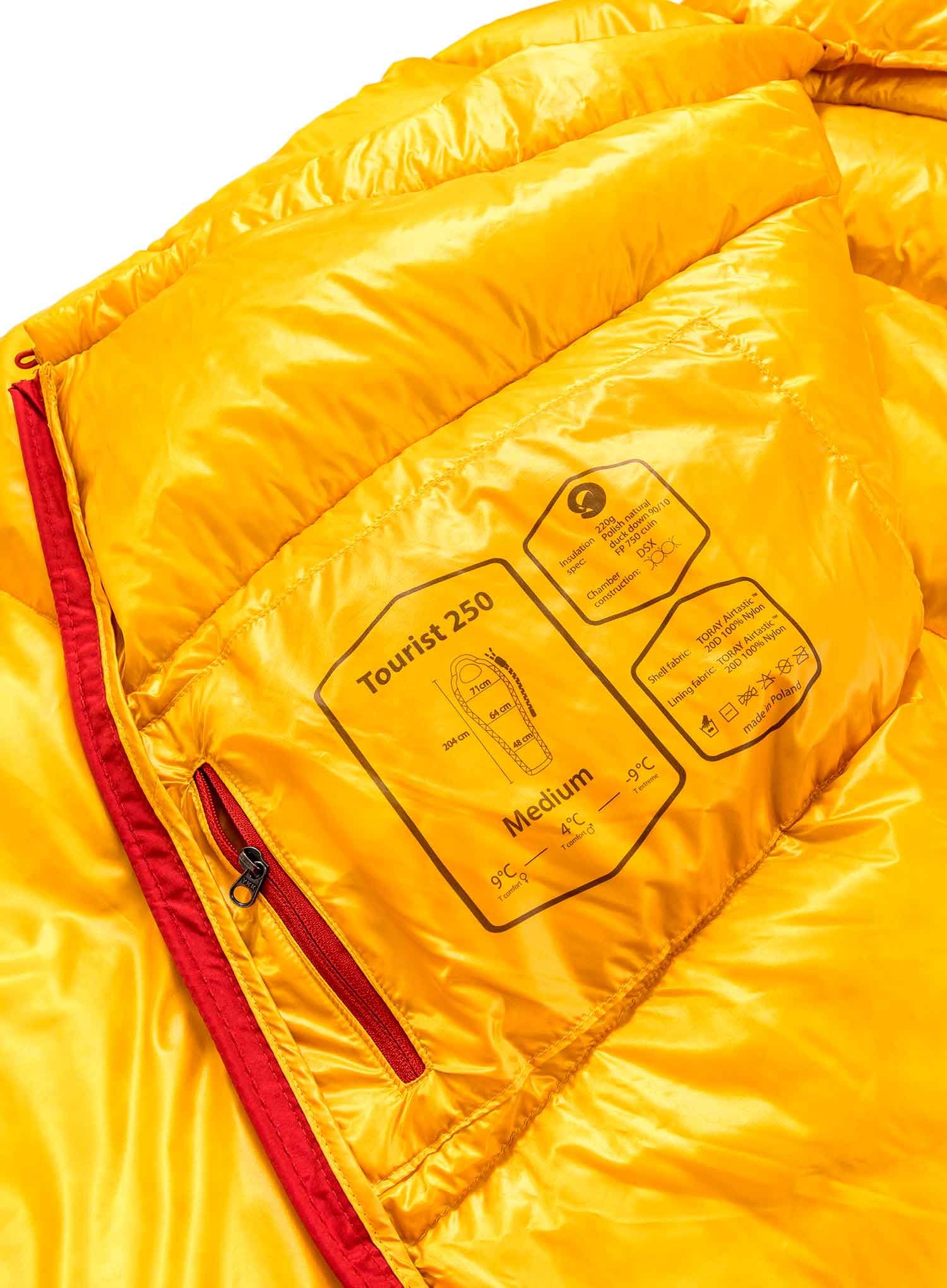 Péřový spacák Małachowski Tourist 250 L LZ (188 cm) - yellow