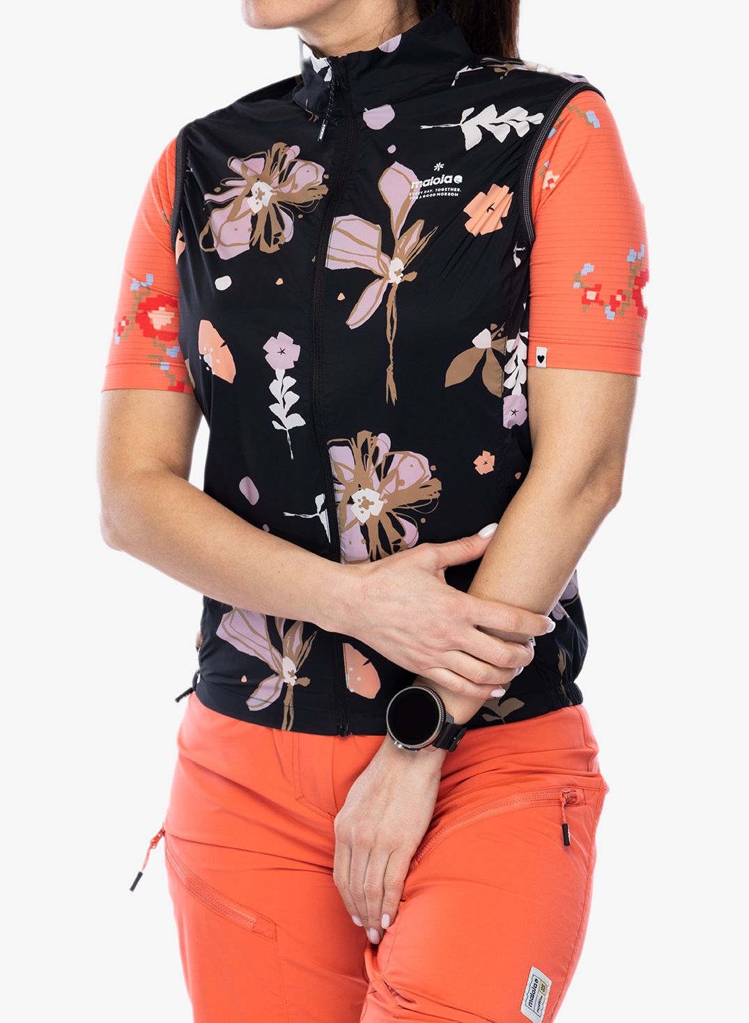 Dámská cyklistická vesta Maloja Seis Printed Vest - deep black flora