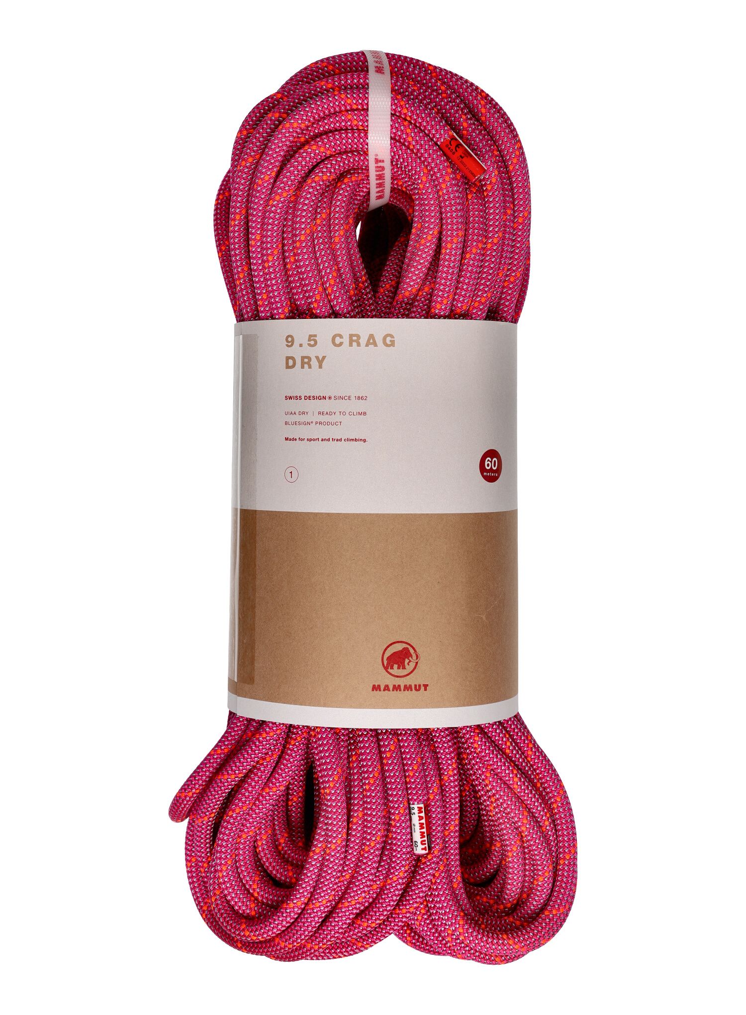 Dynamické lano Mammut 9.5 Crag Dry Rope 60 m - pink/zen