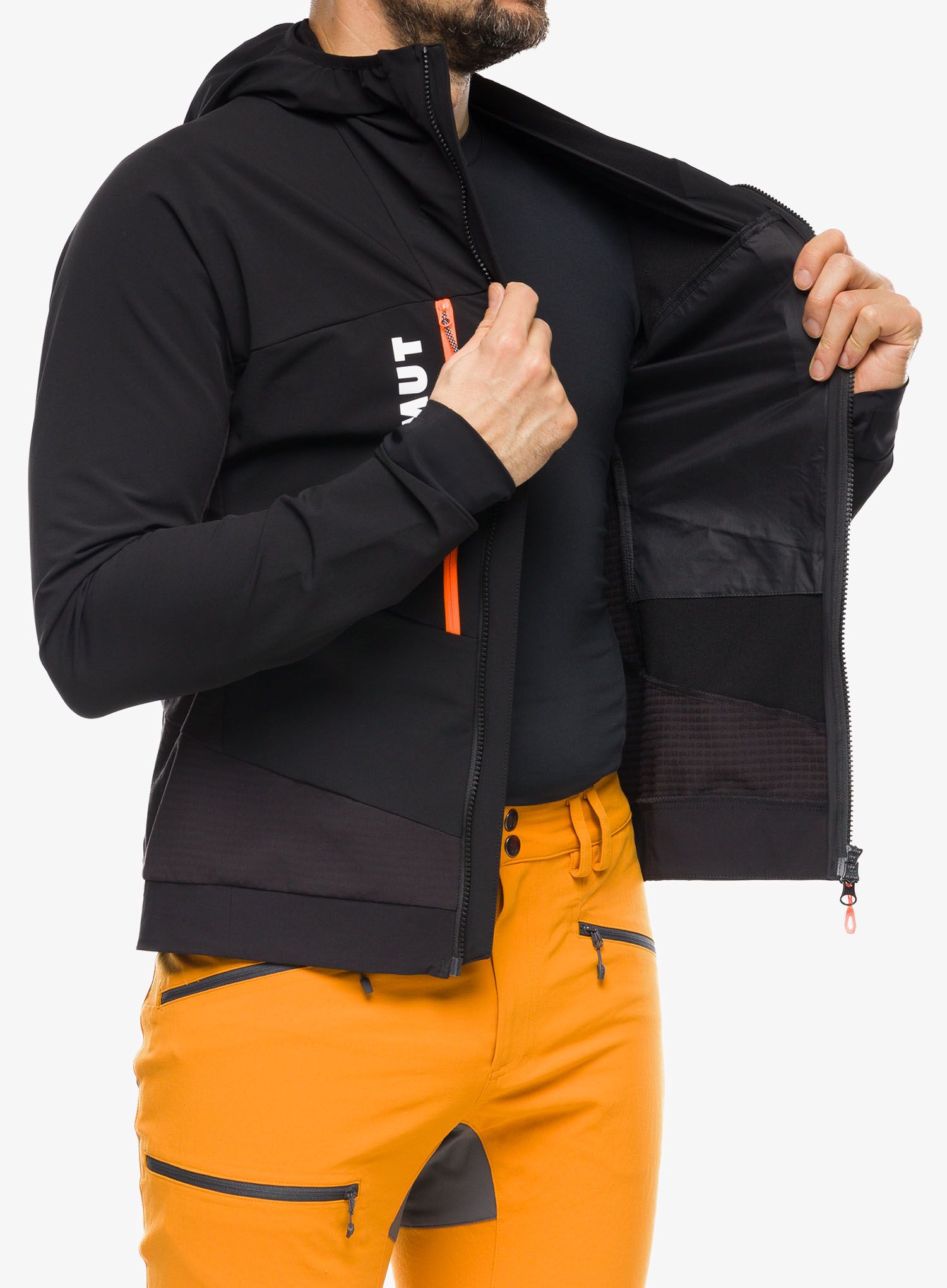 Softshellová bunda Mammut Aenergy SO Hybrid Hooded Jacket - black/vibrant orange