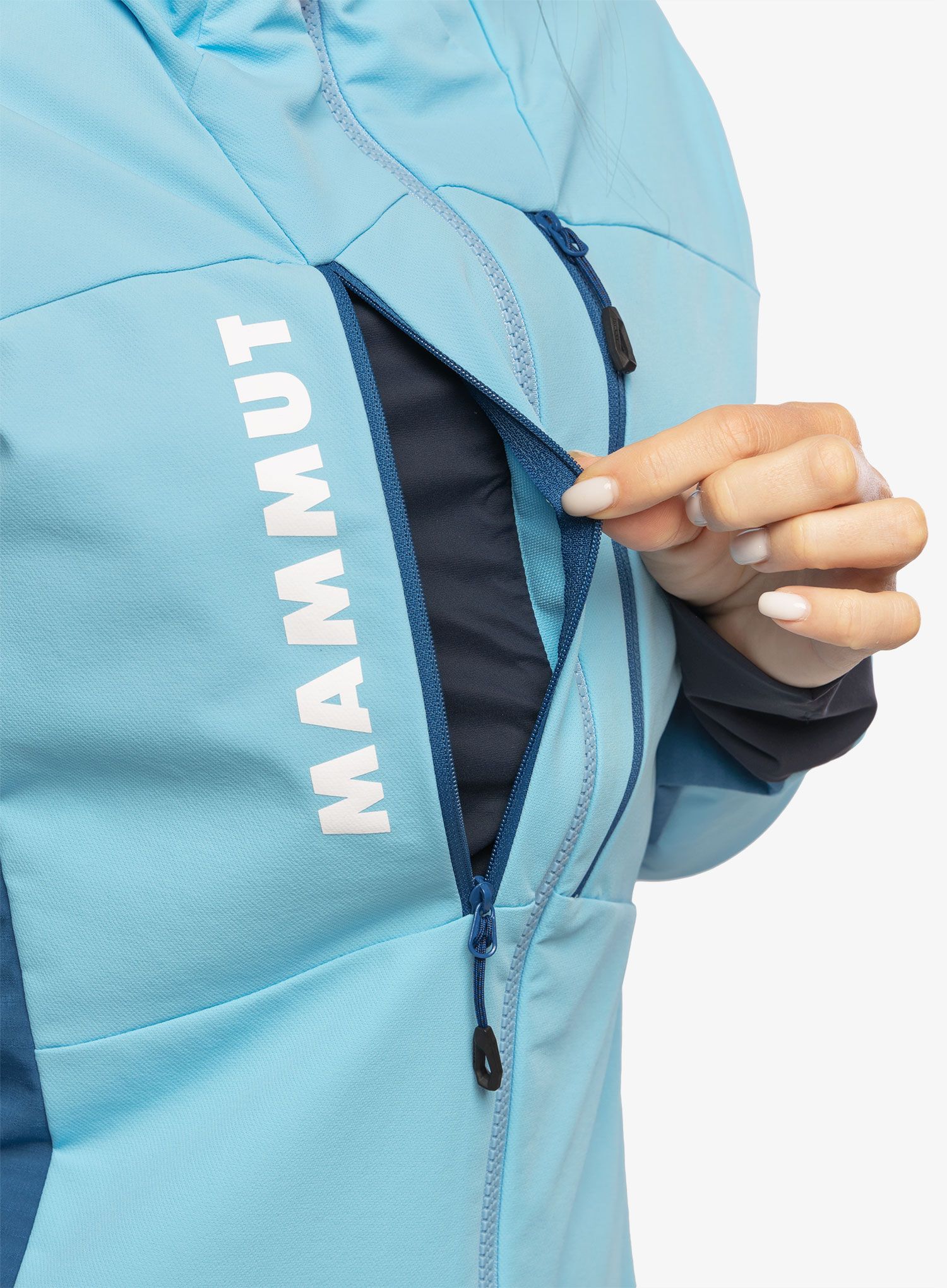 Softshellová bunda dámská Mammut Aenergy SO Hybrid Hooded Jacket - cool blue/deep ice